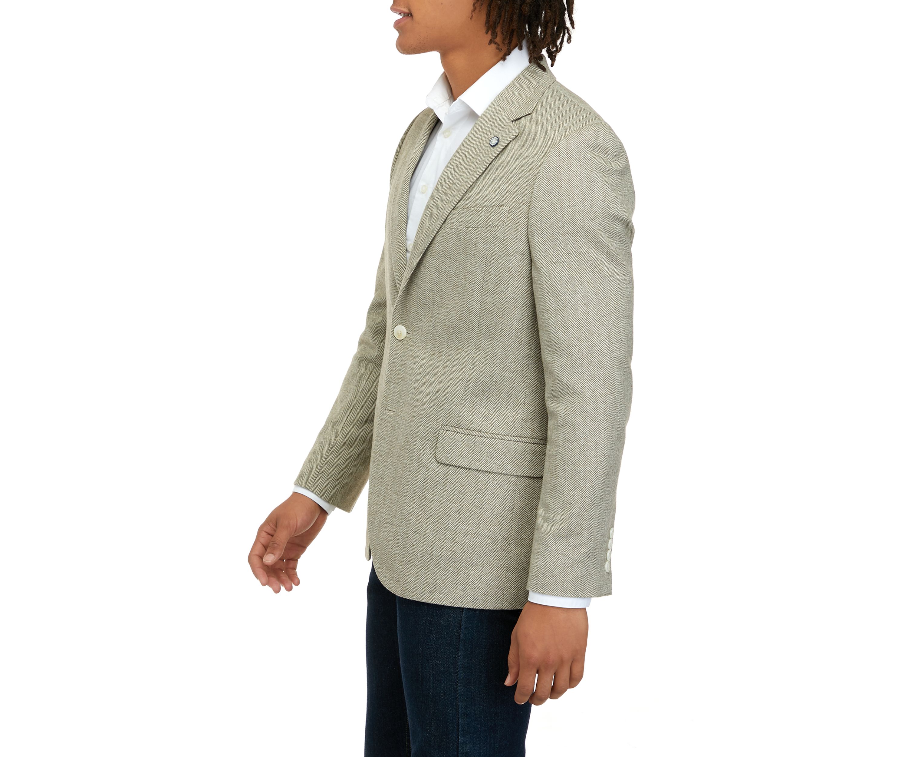 Mens Tan Herringbone Sport Coat