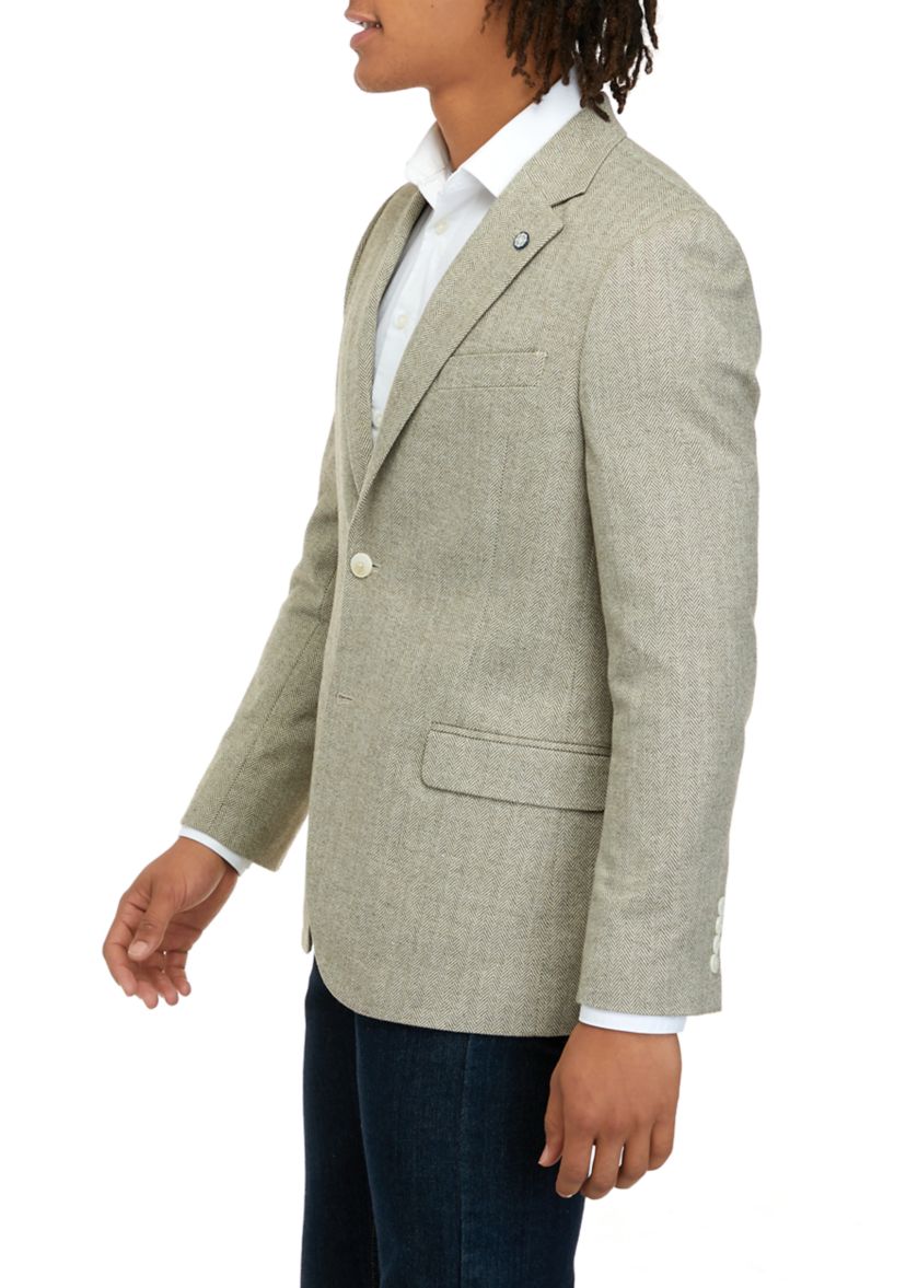 Mens Tan Herringbone Sport Coat
