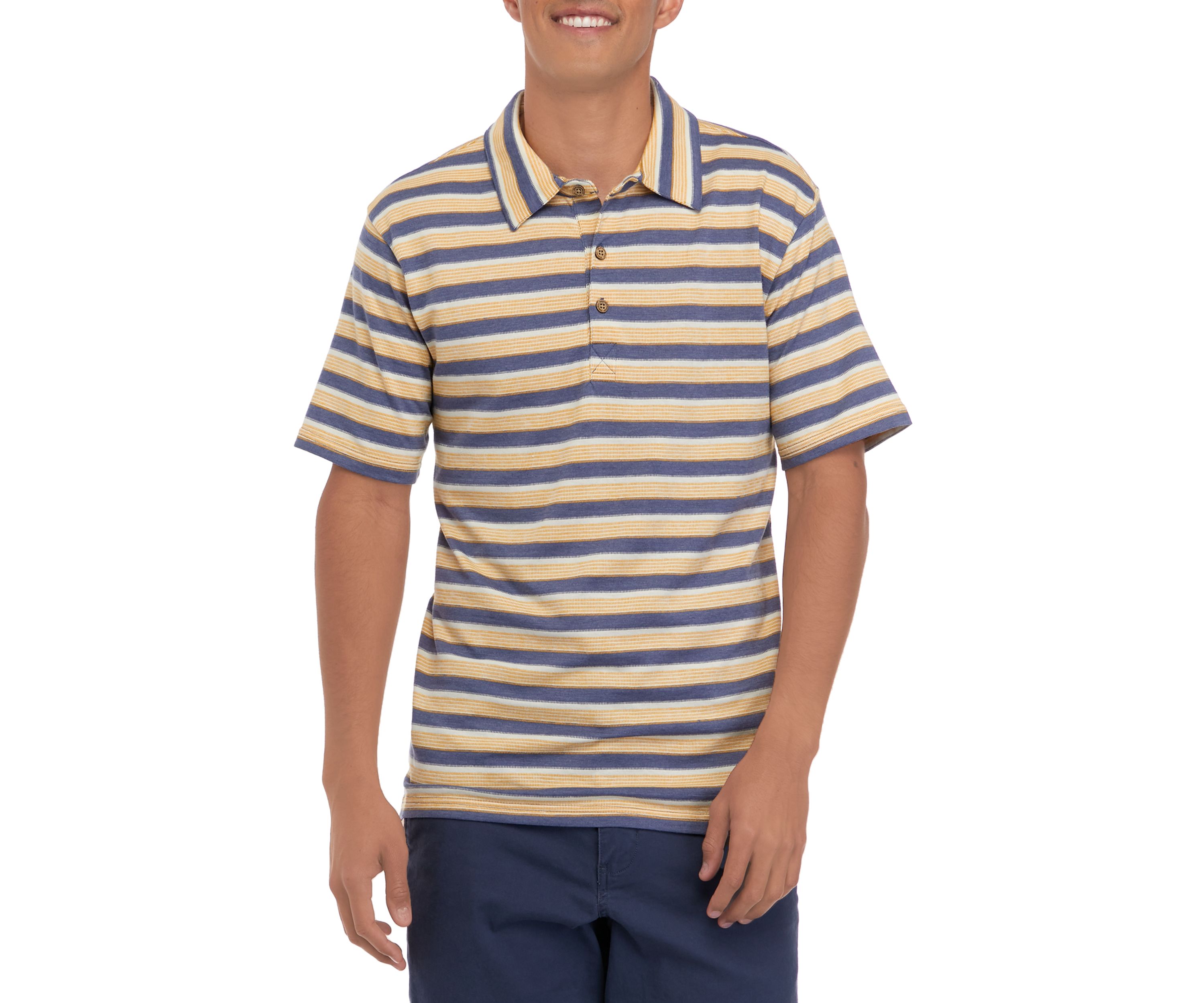 Mens Short Sleeve Jersey Striped Polo Shirt 