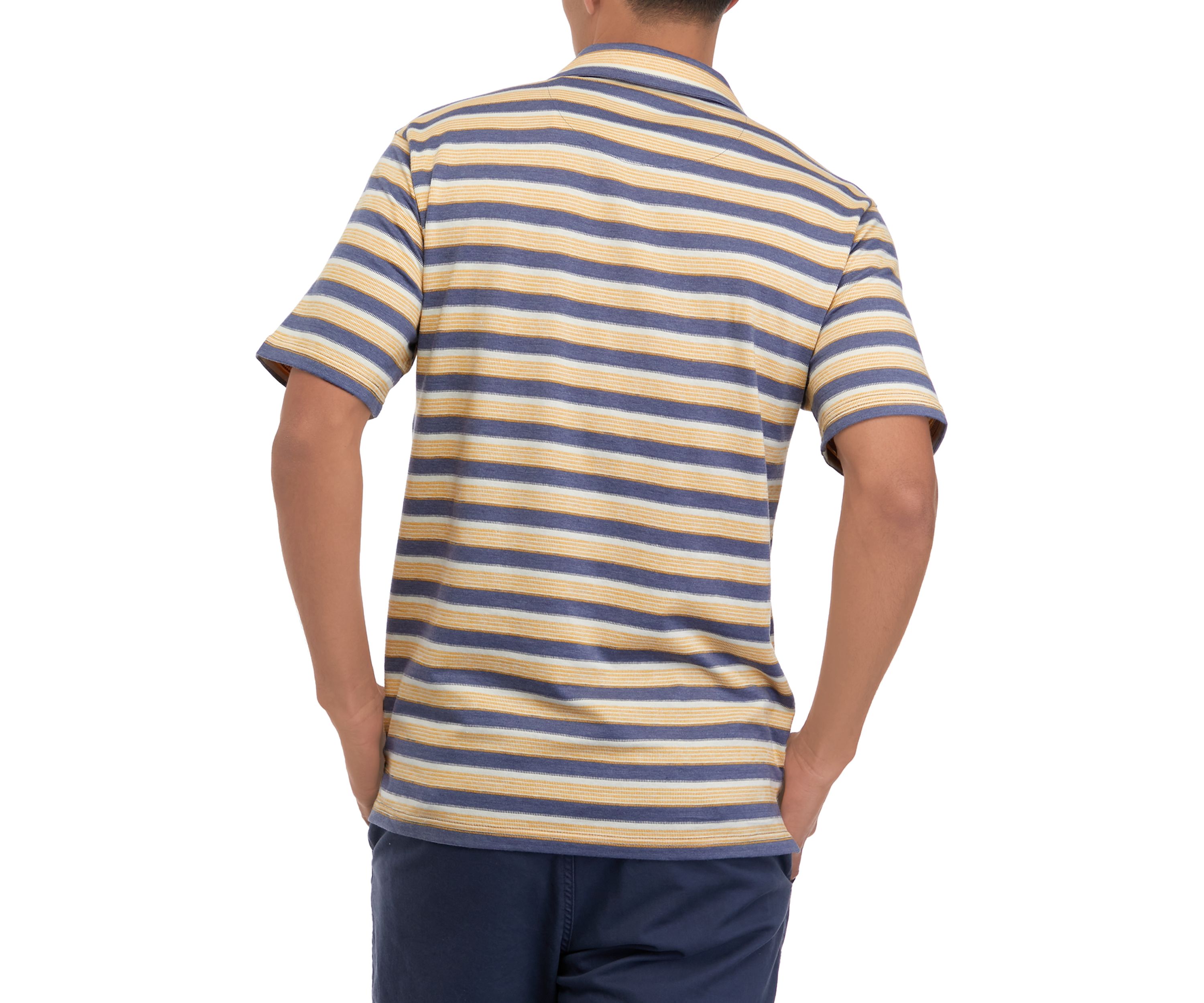 Mens Short Sleeve Jersey Striped Polo Shirt 