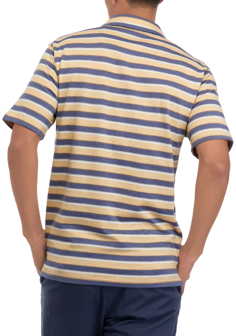 Mens Short Sleeve Jersey Striped Polo Shirt 