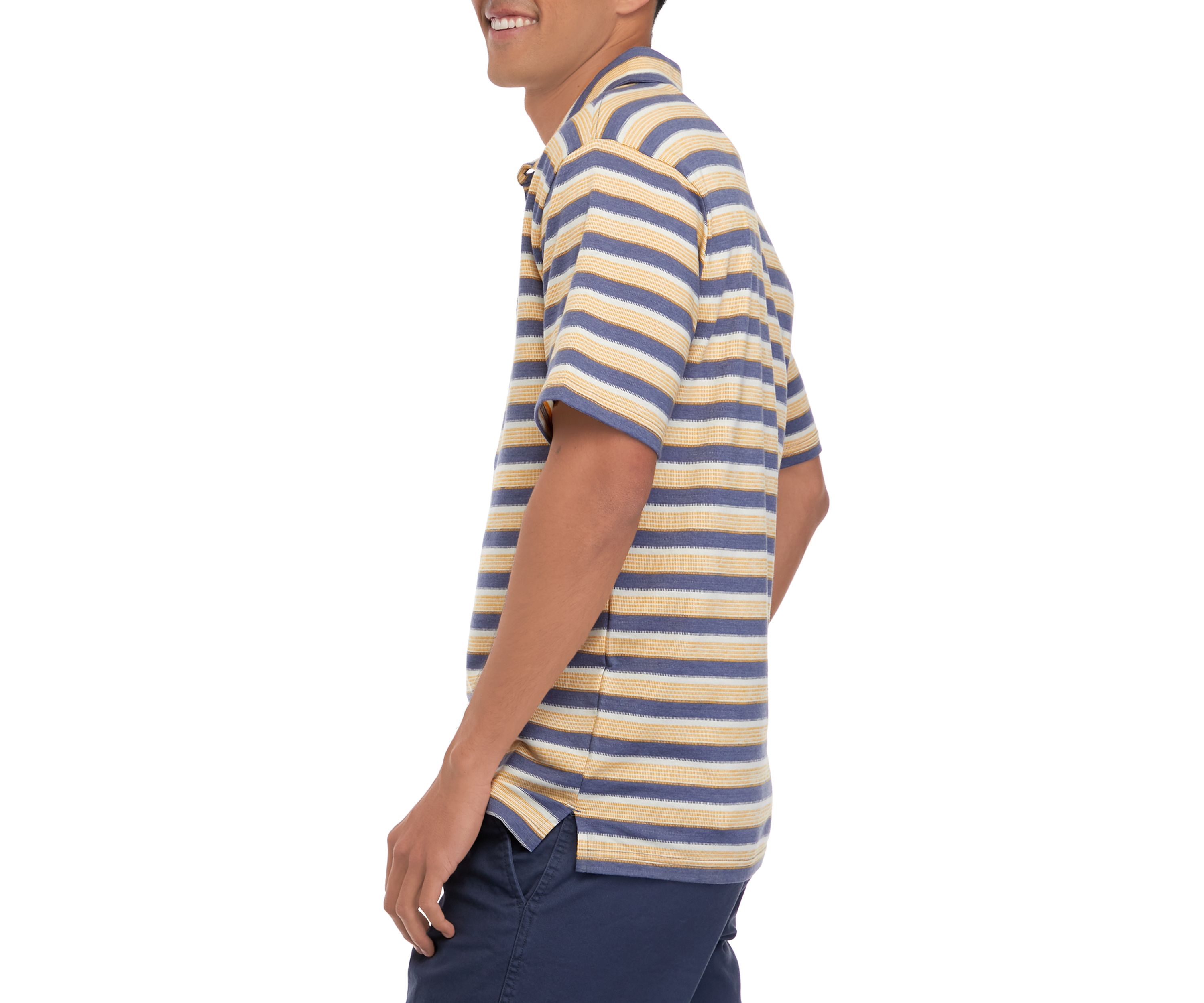Mens Short Sleeve Jersey Striped Polo Shirt 