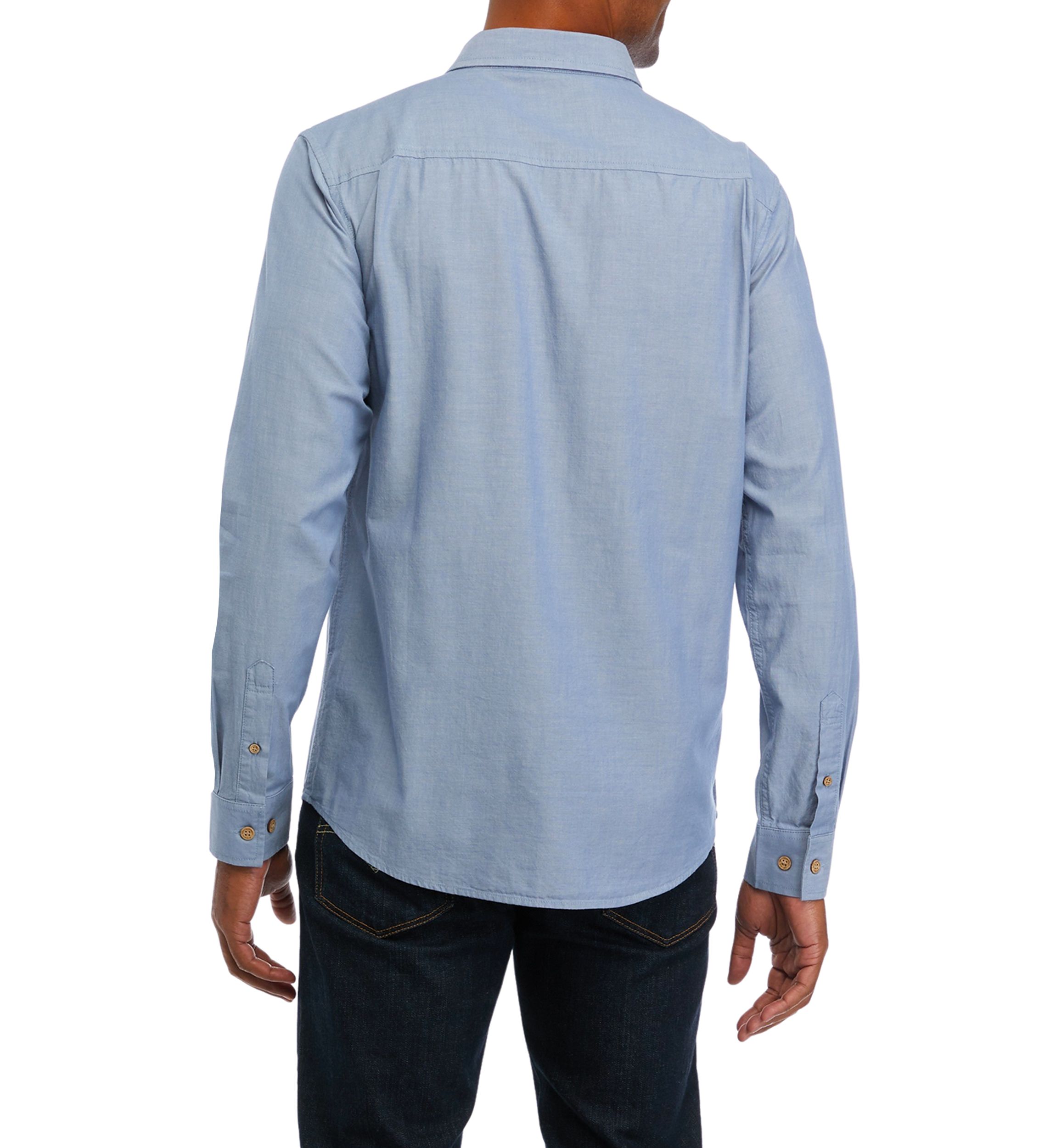   Mens Chambray Blue Cotton Button Down Shirt 