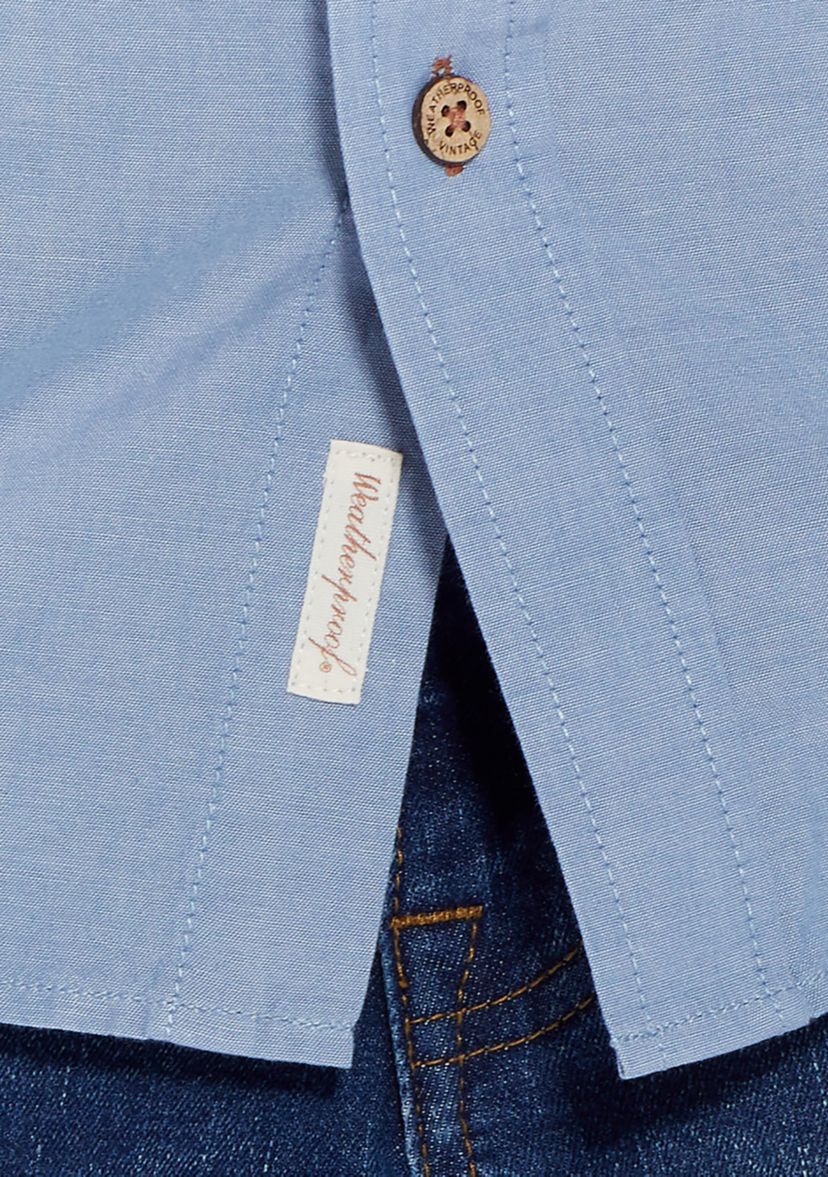   Mens Chambray Blue Cotton Button Down Shirt 