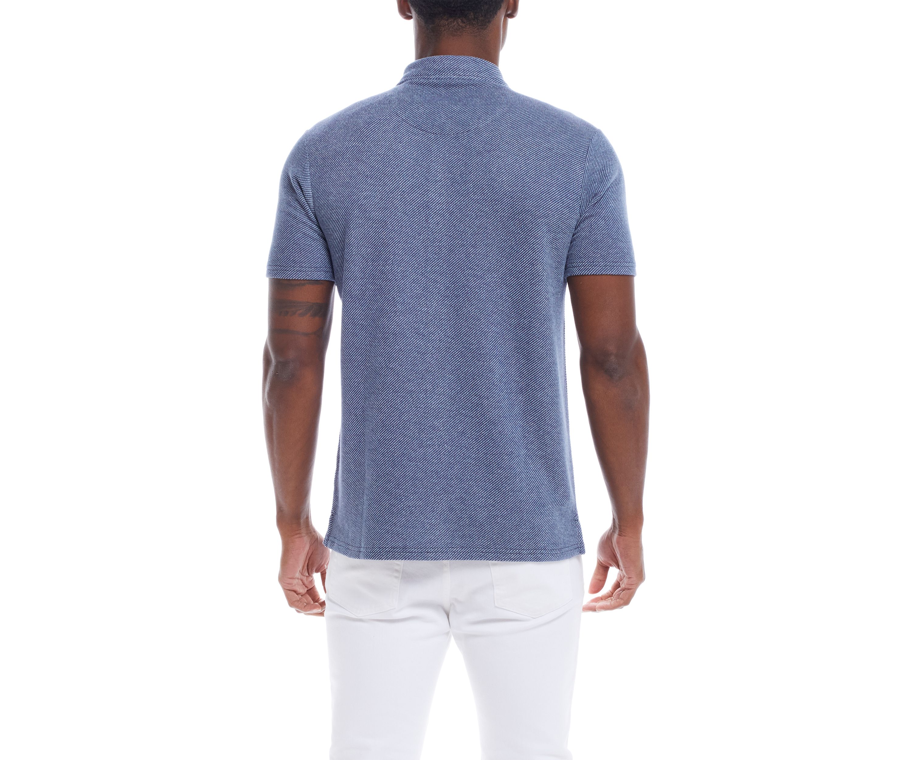 Mens Short Sleeve Twill Coat Front Knit Shirt