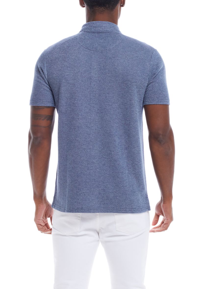 Mens Short Sleeve Twill Coat Front Knit Shirt