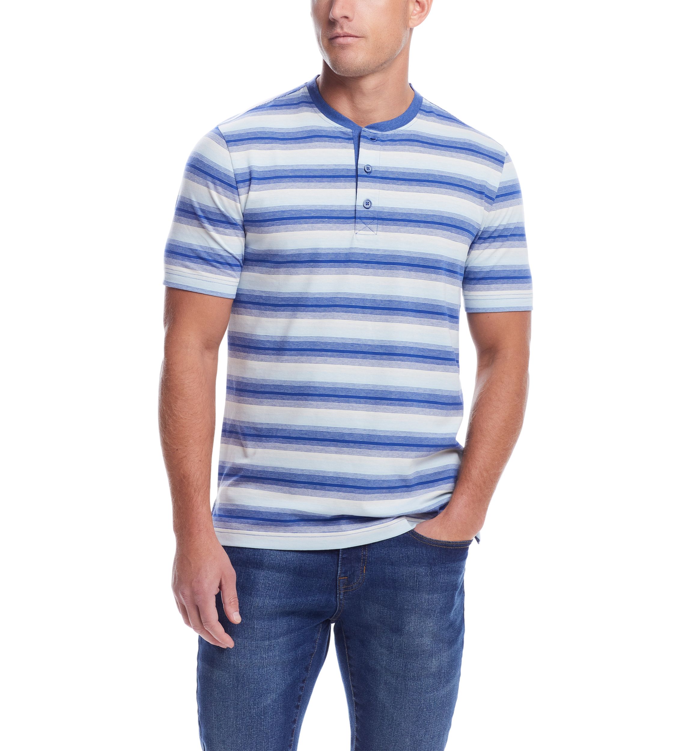 Mens Striped Sueded Jersey Henley Shirt