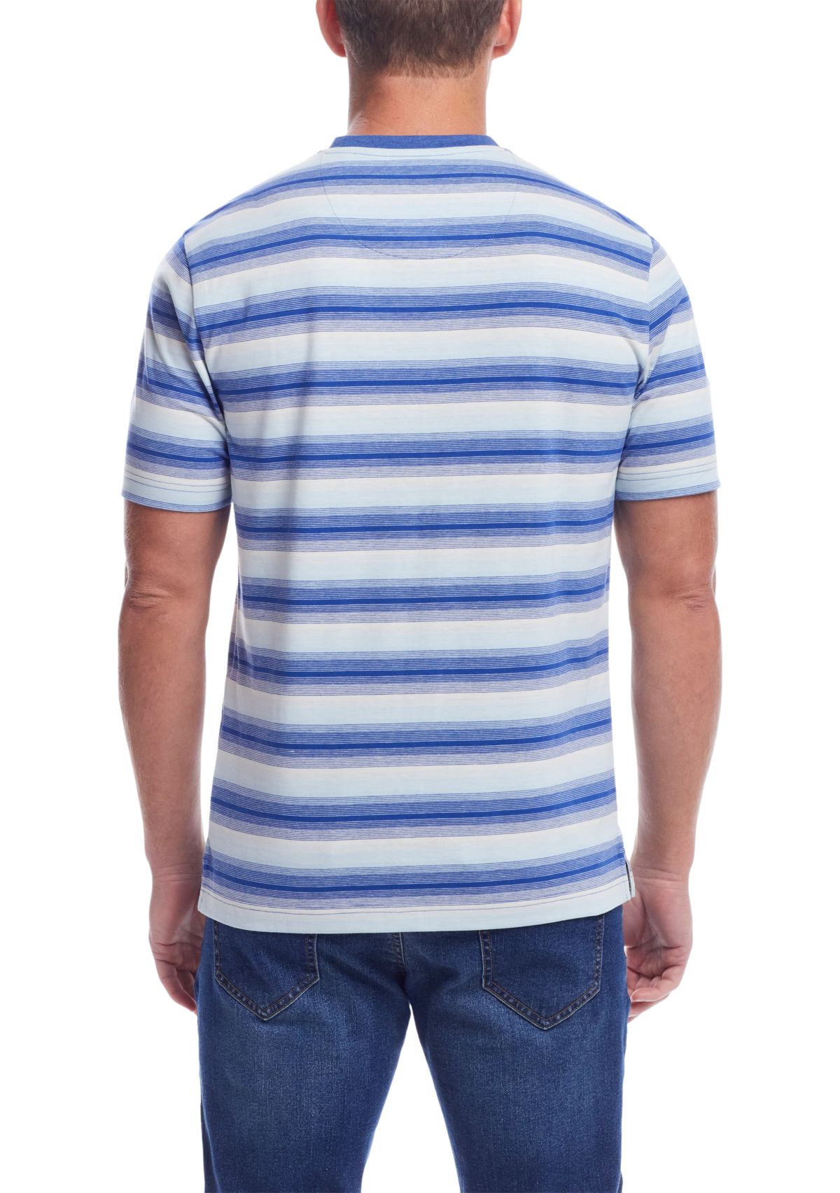 Mens Striped Sueded Jersey Henley Shirt