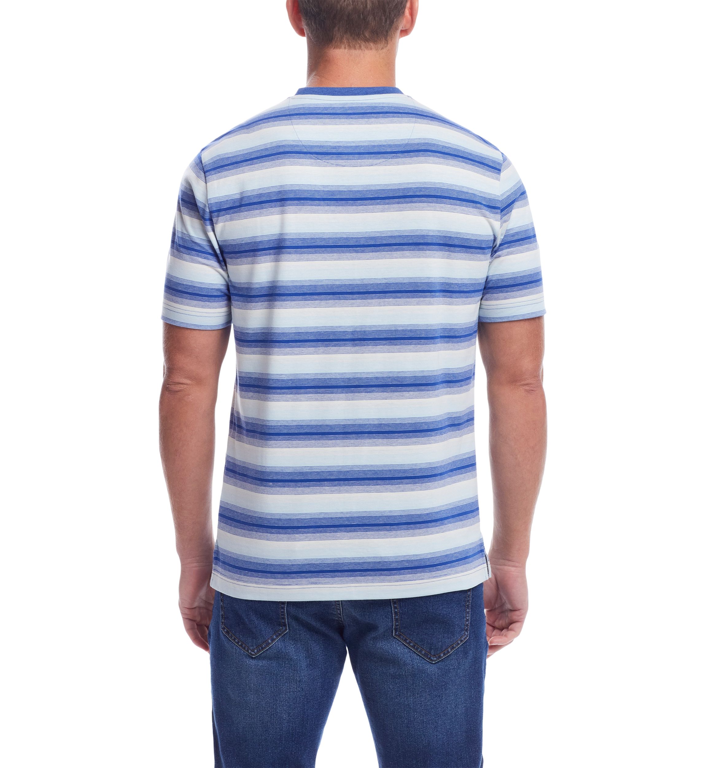 Mens Striped Sueded Jersey Henley Shirt