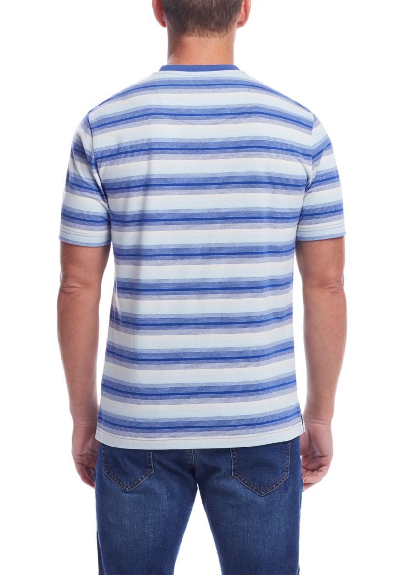 Mens Striped Sueded Jersey Henley Shirt