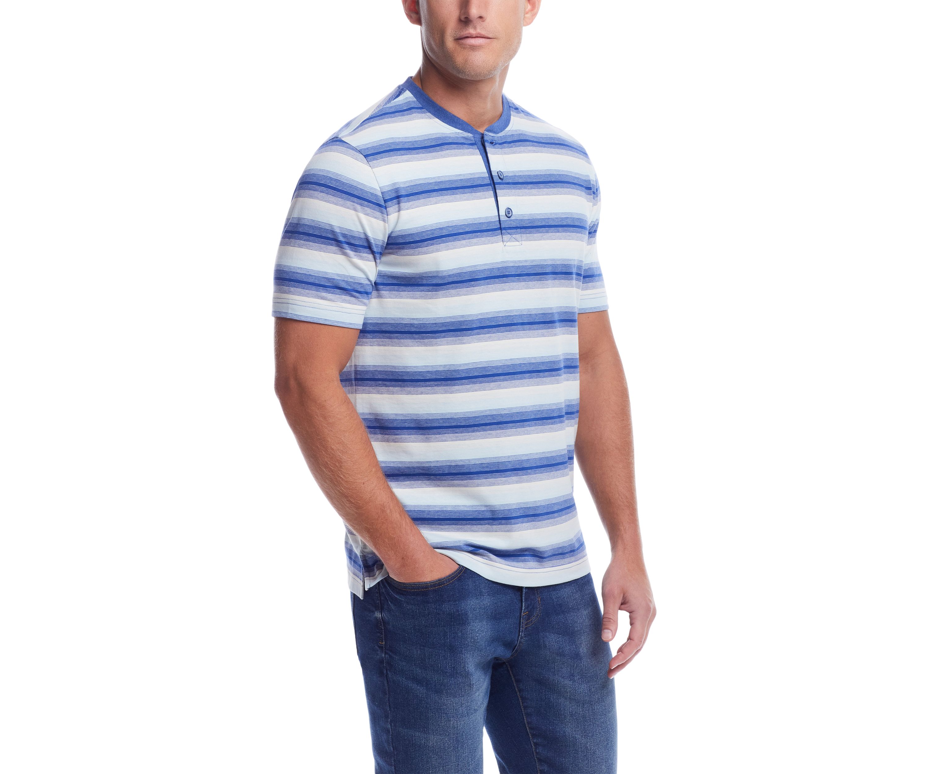 Mens Striped Sueded Jersey Henley Shirt