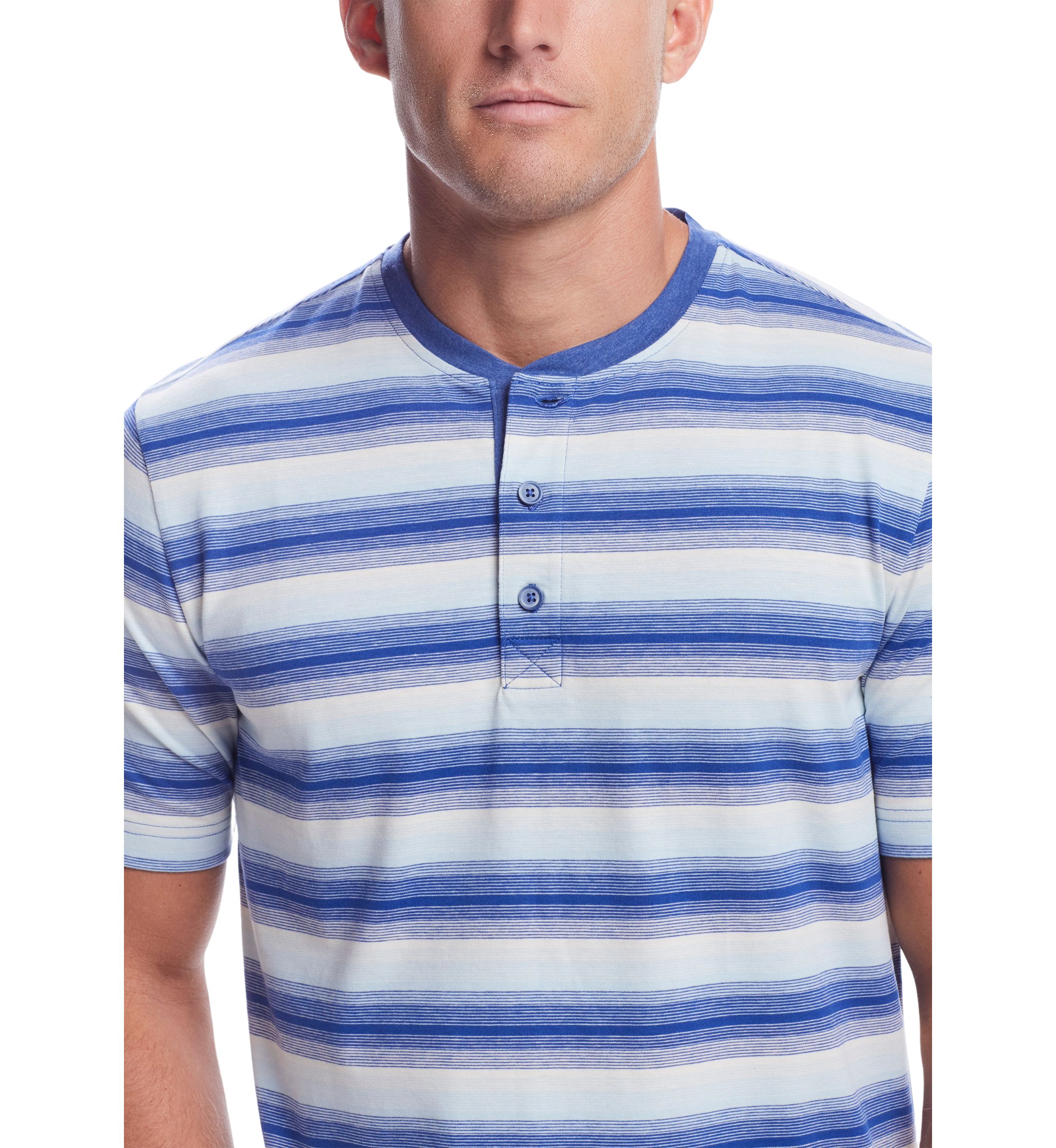 Mens Striped Sueded Jersey Henley Shirt
