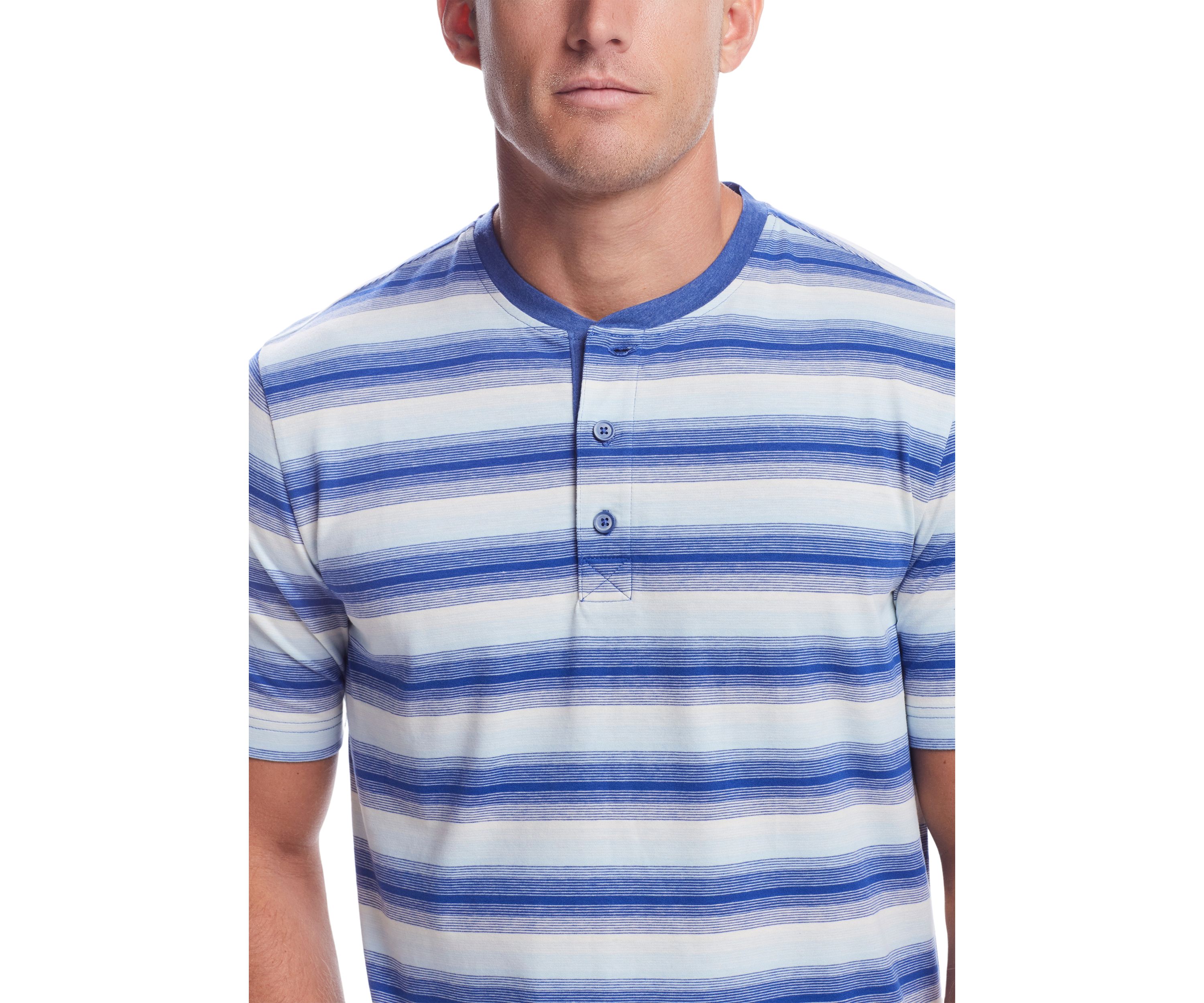 Mens Striped Sueded Jersey Henley Shirt