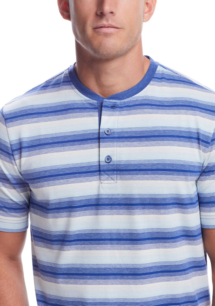 Mens Striped Sueded Jersey Henley Shirt
