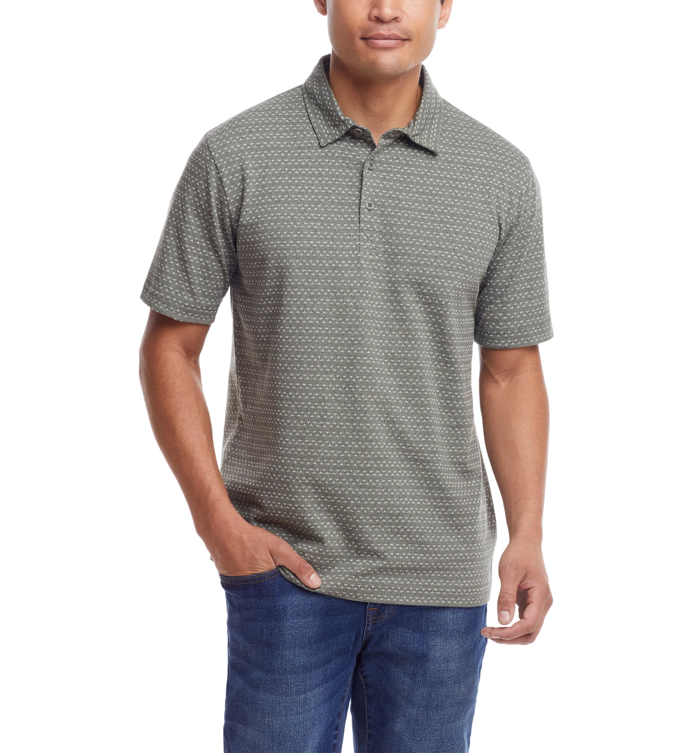 Mens Printed Knit Polo Shirt