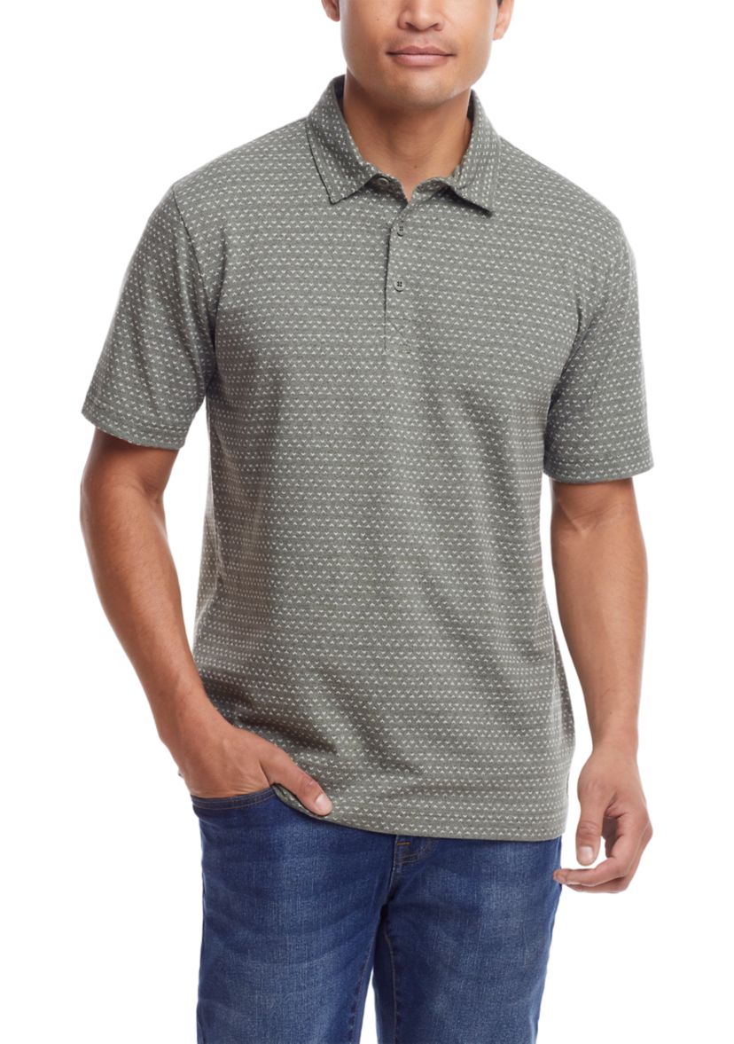 Mens Printed Knit Polo Shirt