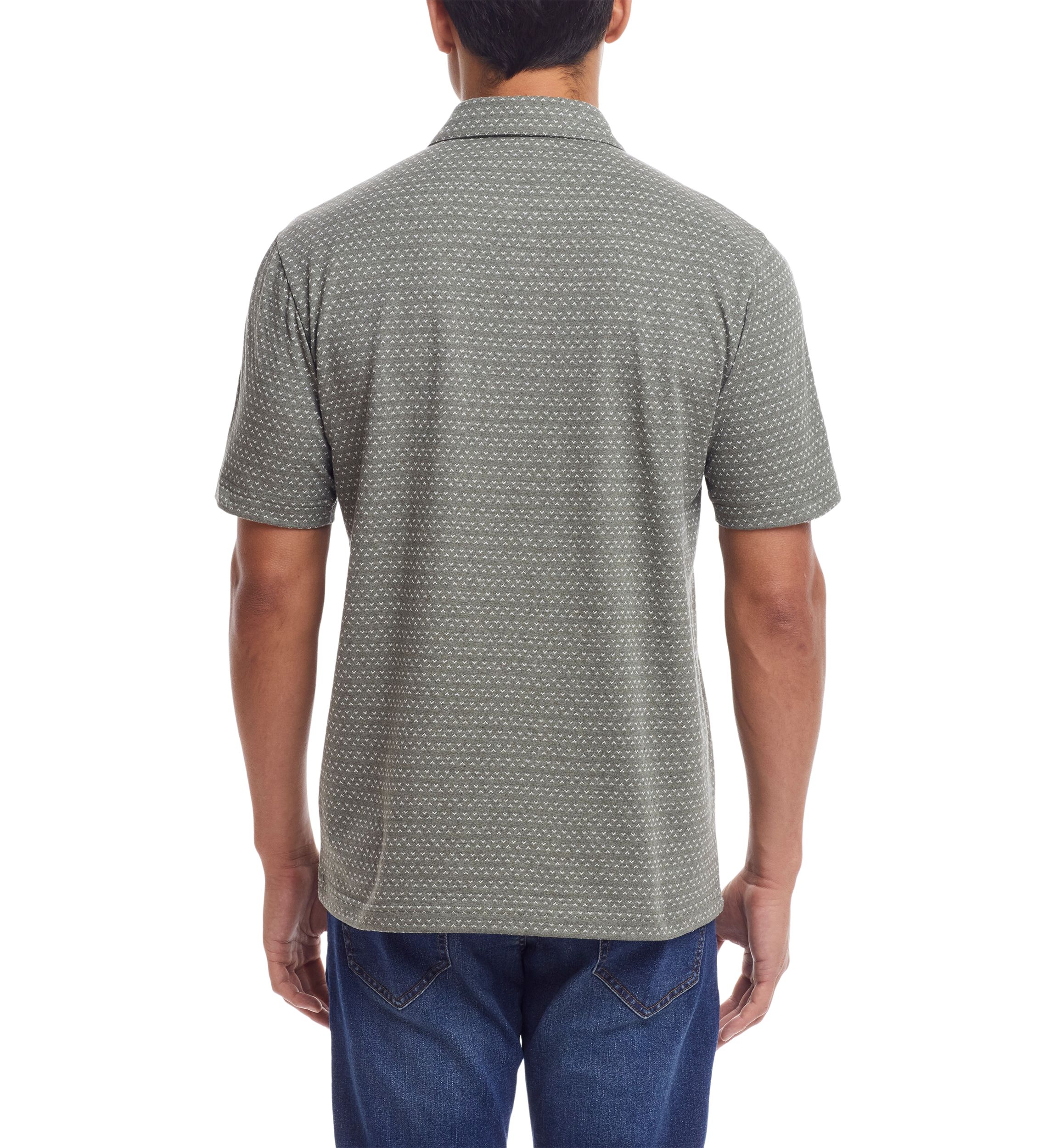 Mens Printed Knit Polo Shirt