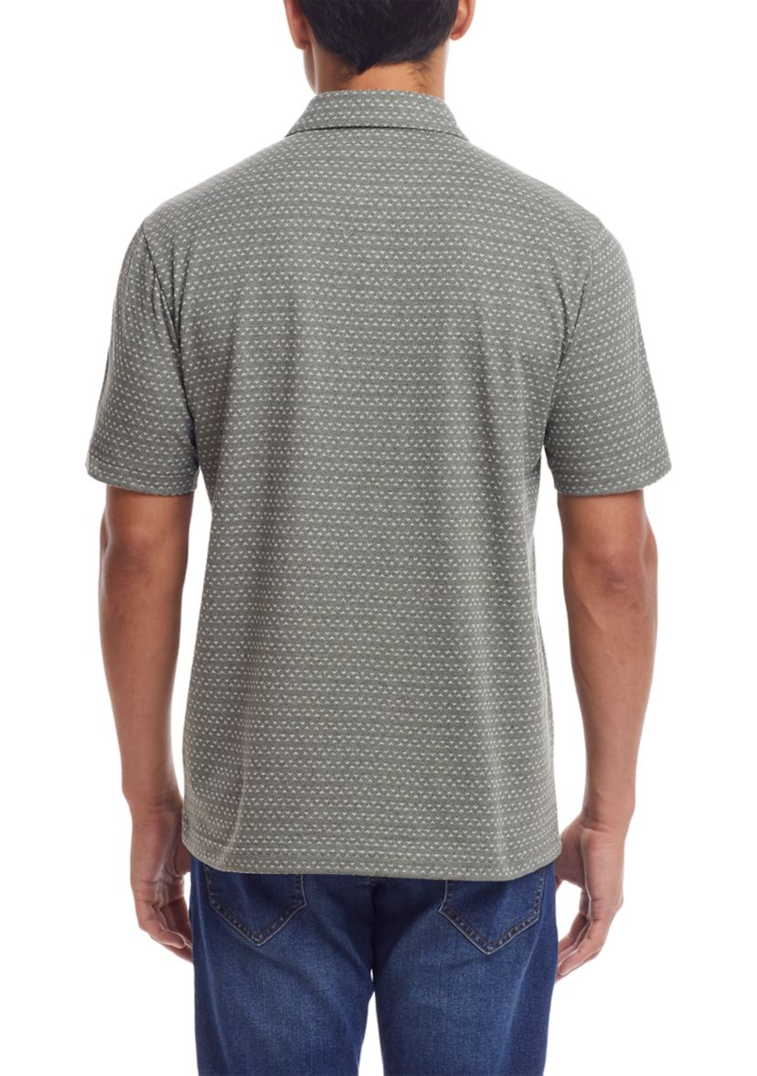Mens Printed Knit Polo Shirt
