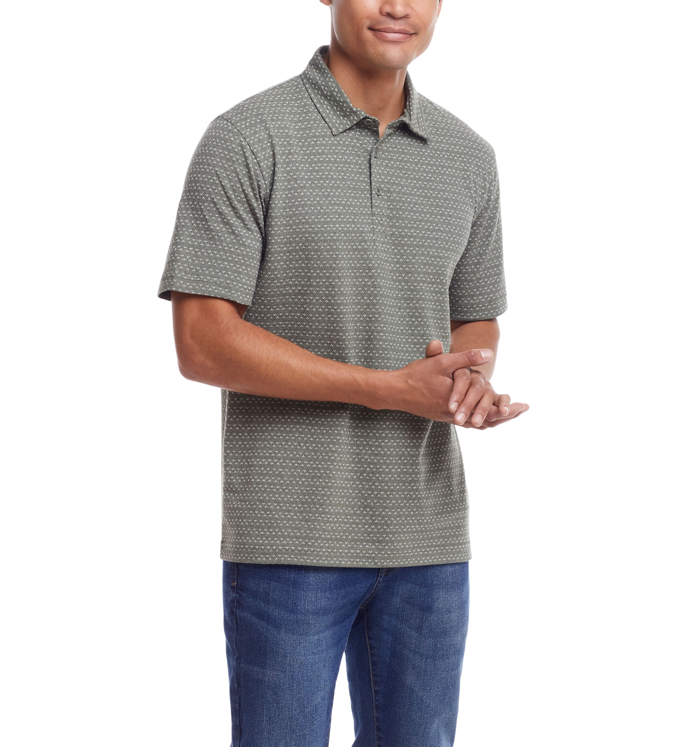 Mens Printed Knit Polo Shirt