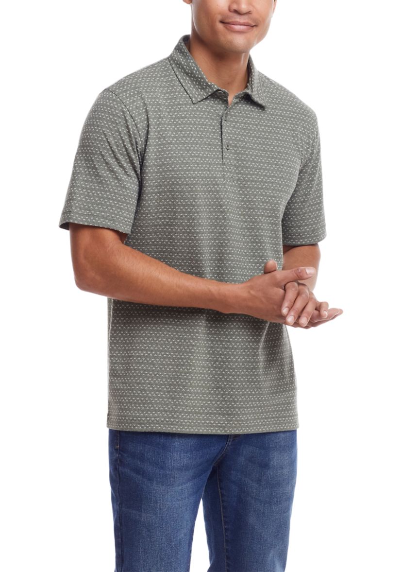 Mens Printed Knit Polo Shirt