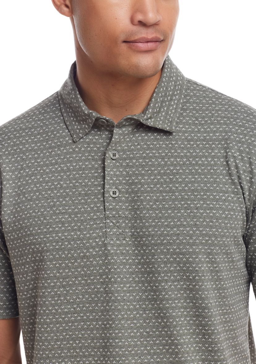 Mens Printed Knit Polo Shirt