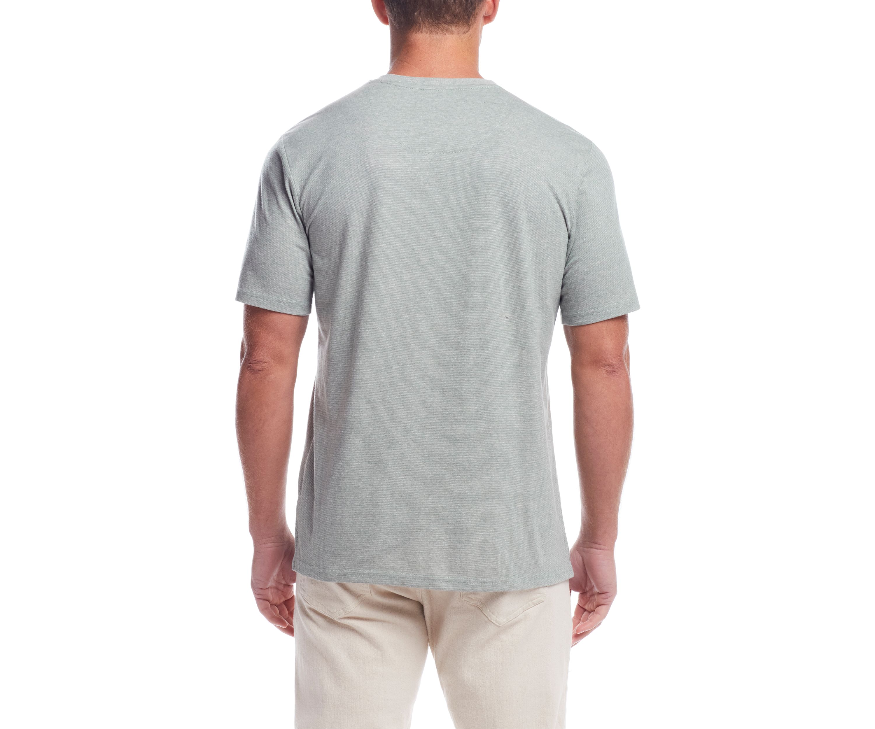 Mens Short Sleeve Microstripe Suede Jersey Henley Shirt