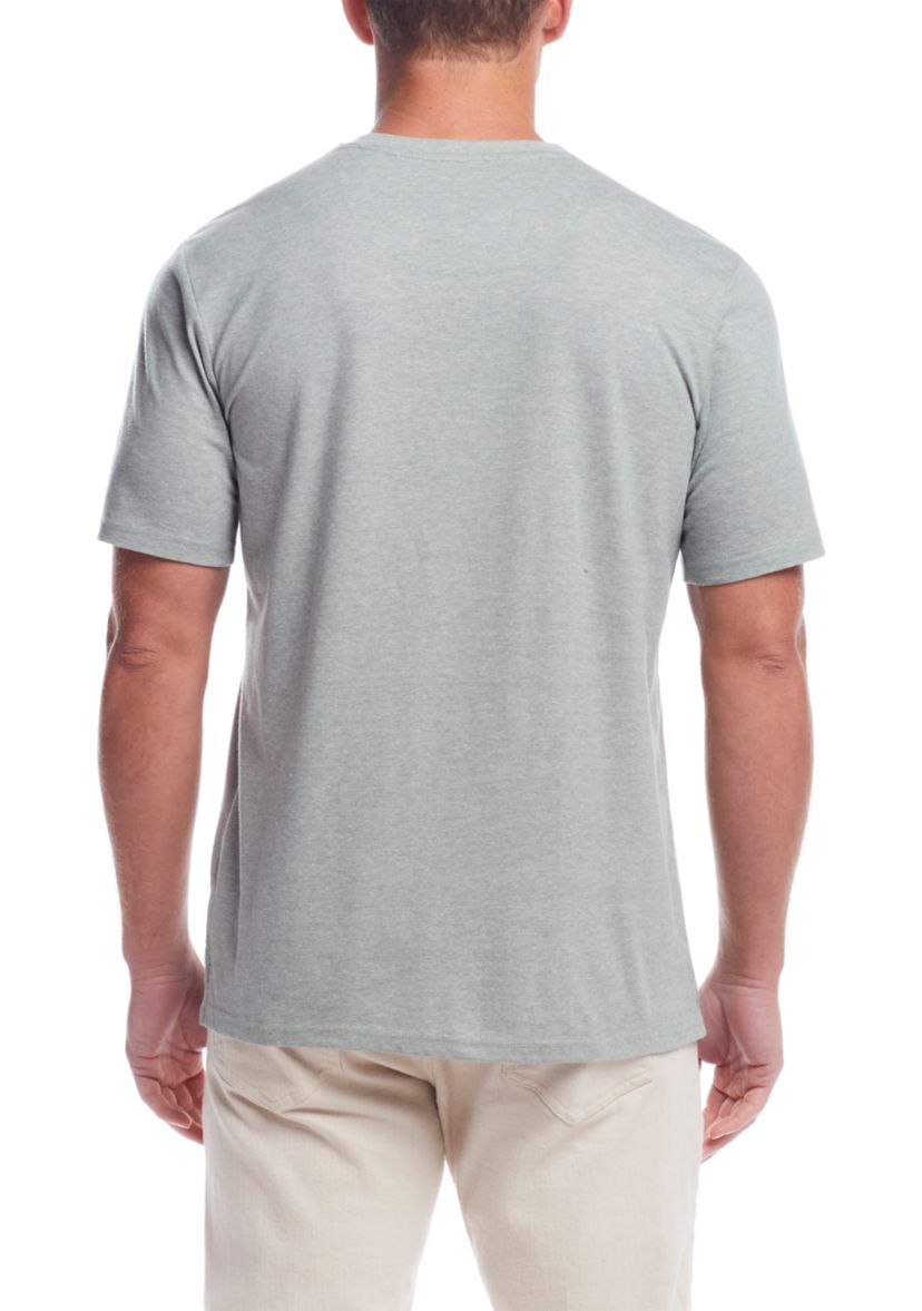 Mens Short Sleeve Microstripe Suede Jersey Henley Shirt
