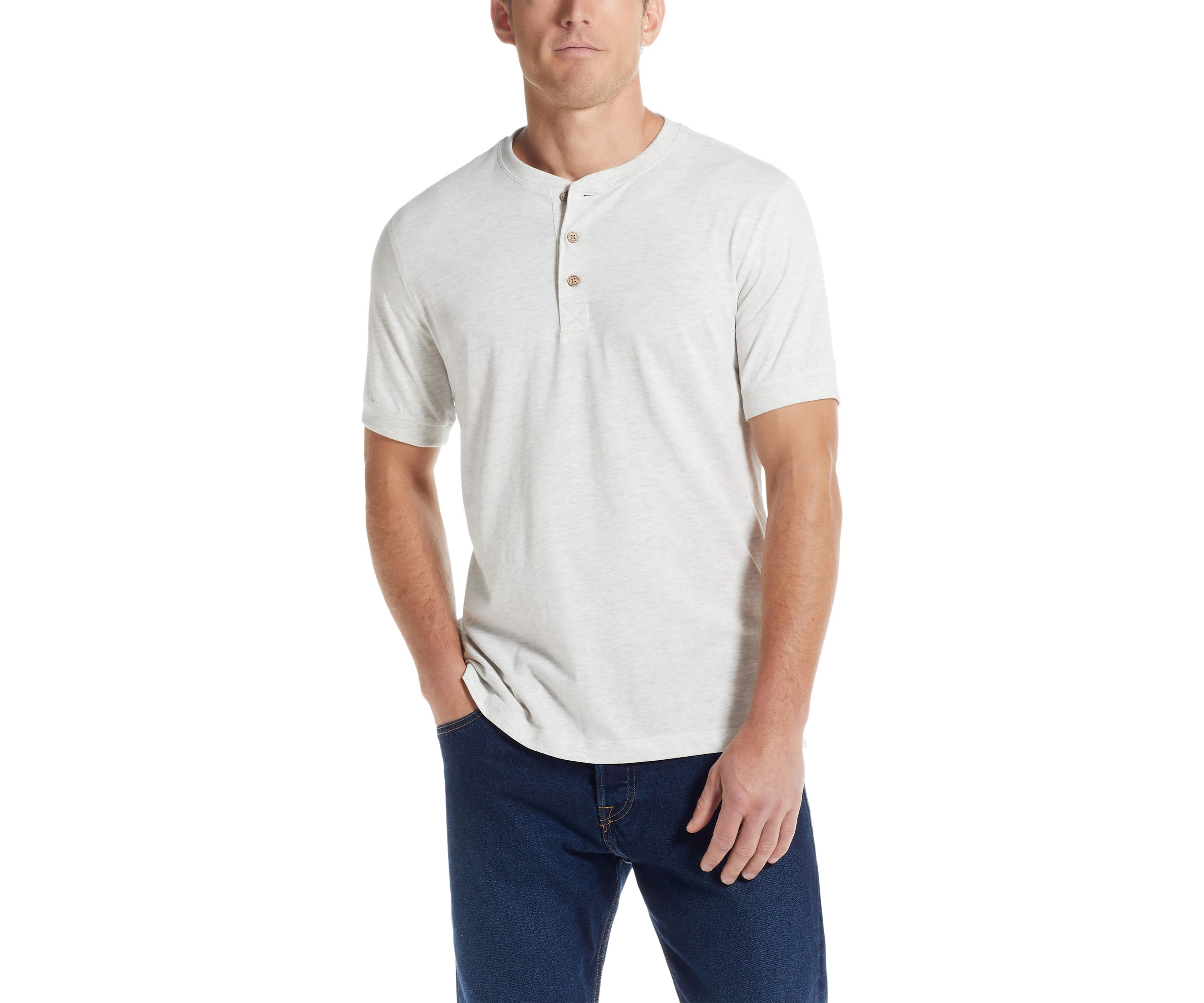 Mens Short Sleeve Solid Sueded Jersey Henley Shirt
