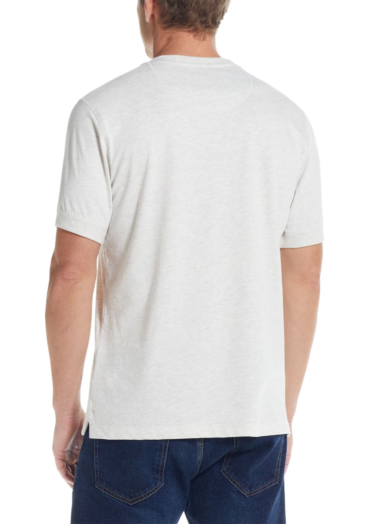 Mens Short Sleeve Solid Sueded Jersey Henley Shirt
