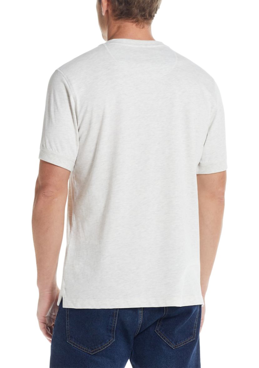 Mens Short Sleeve Solid Sueded Jersey Henley Shirt