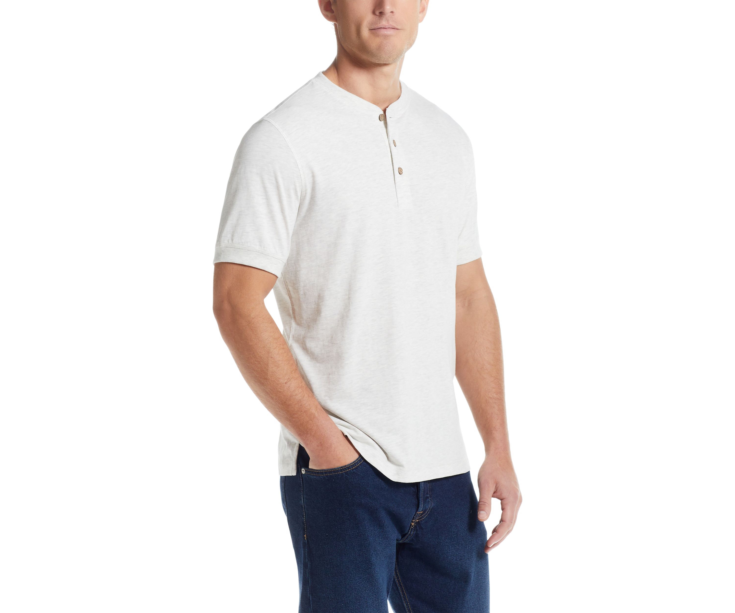 Mens Short Sleeve Solid Sueded Jersey Henley Shirt