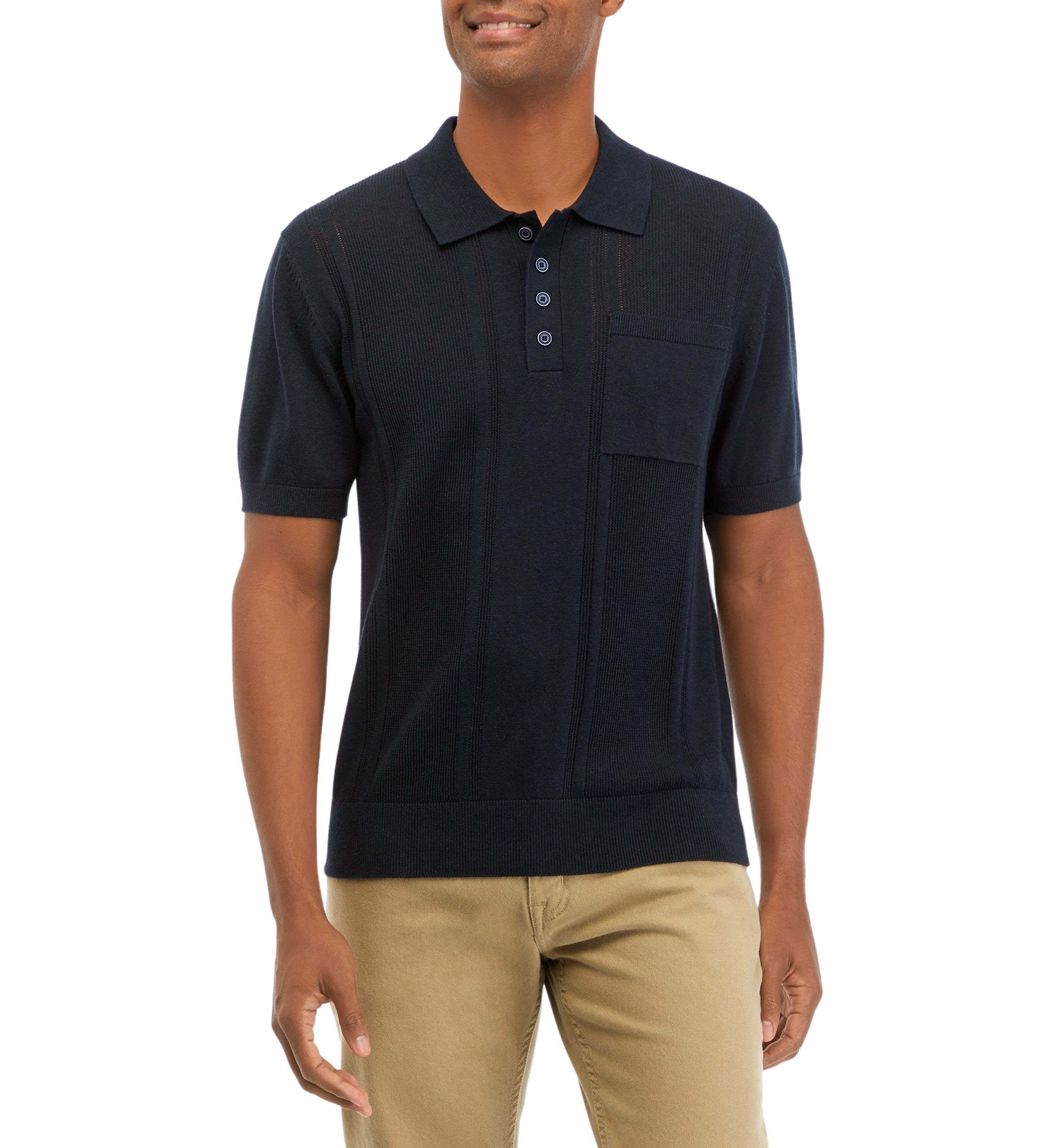 Mens Sweater Knit Polo Shirt