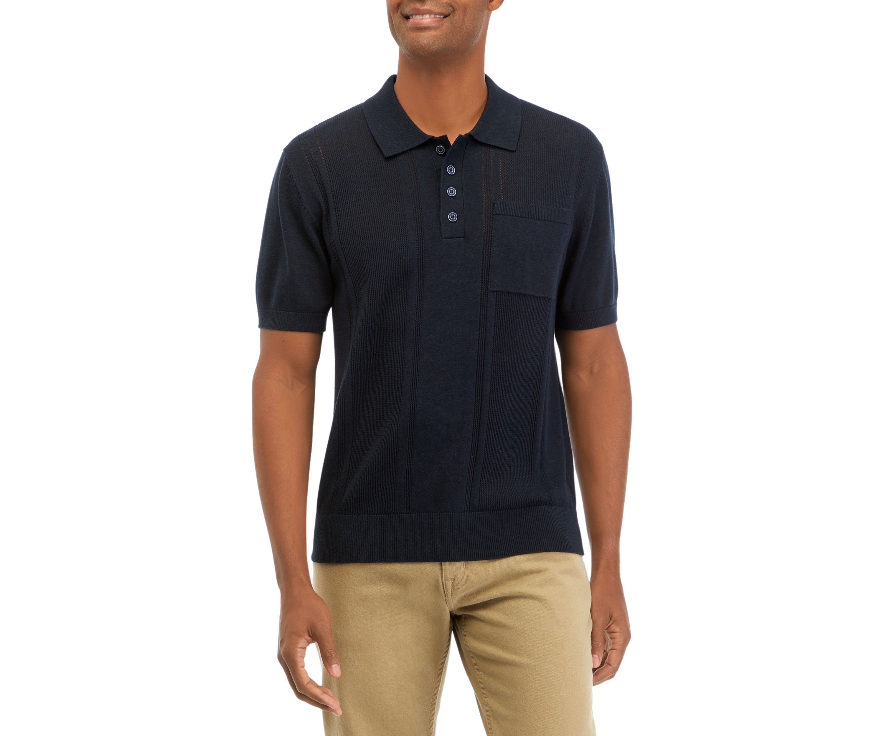 Mens Sweater Knit Polo Shirt