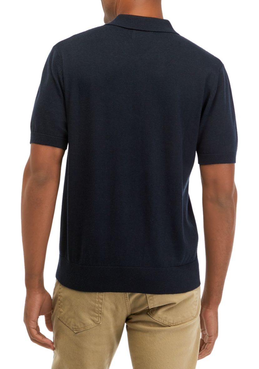 Mens Sweater Knit Polo Shirt