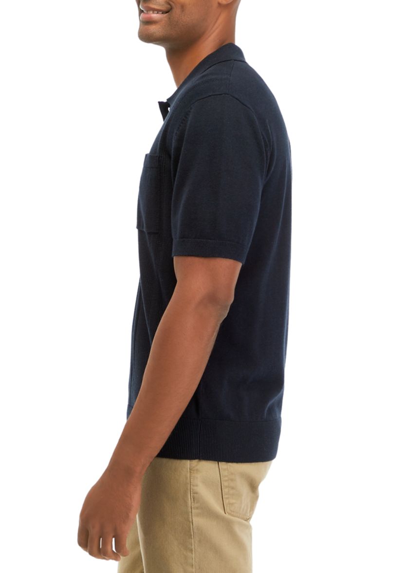 Mens Sweater Knit Polo Shirt