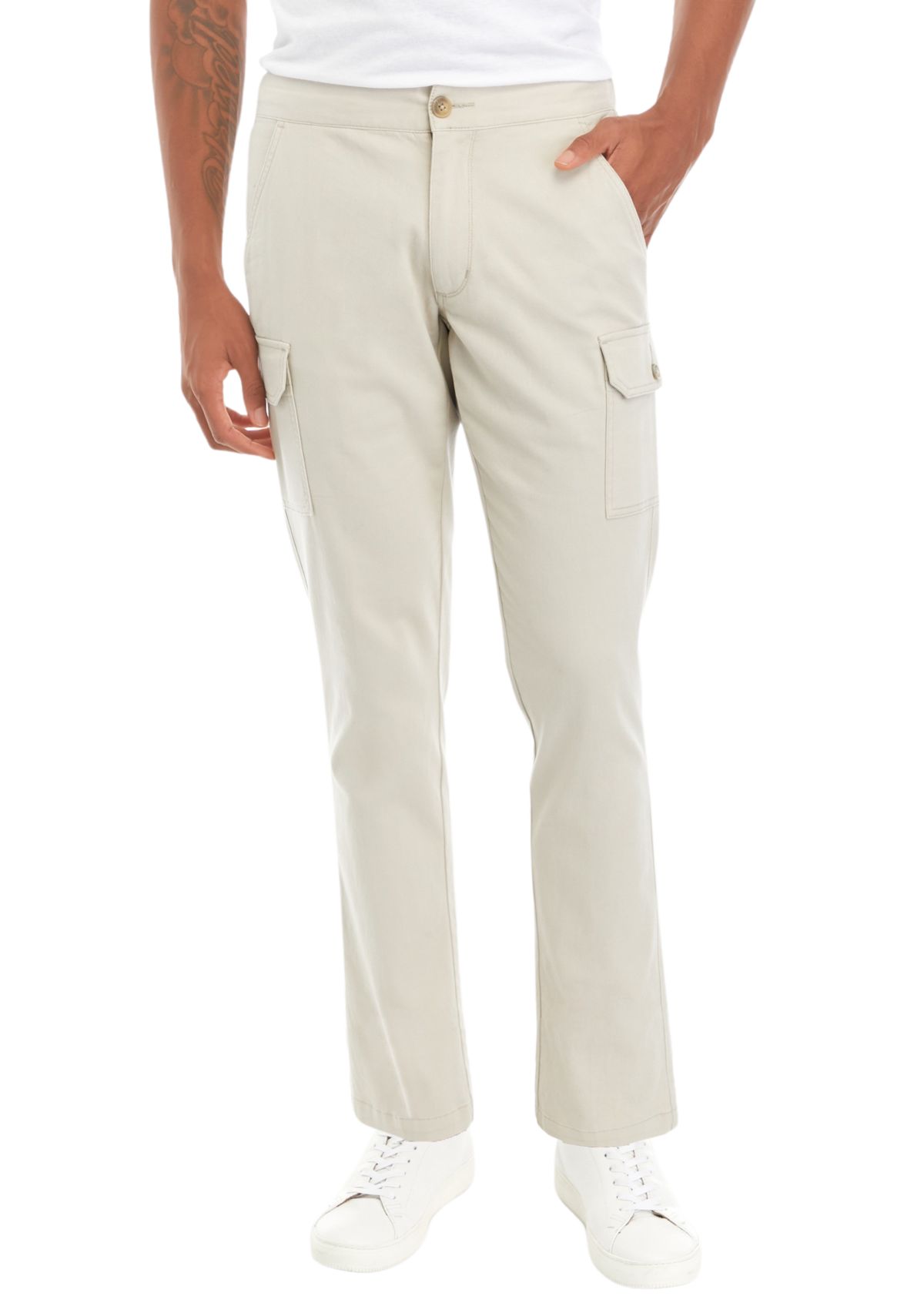 Mens Cotton Cargo Twill Pants