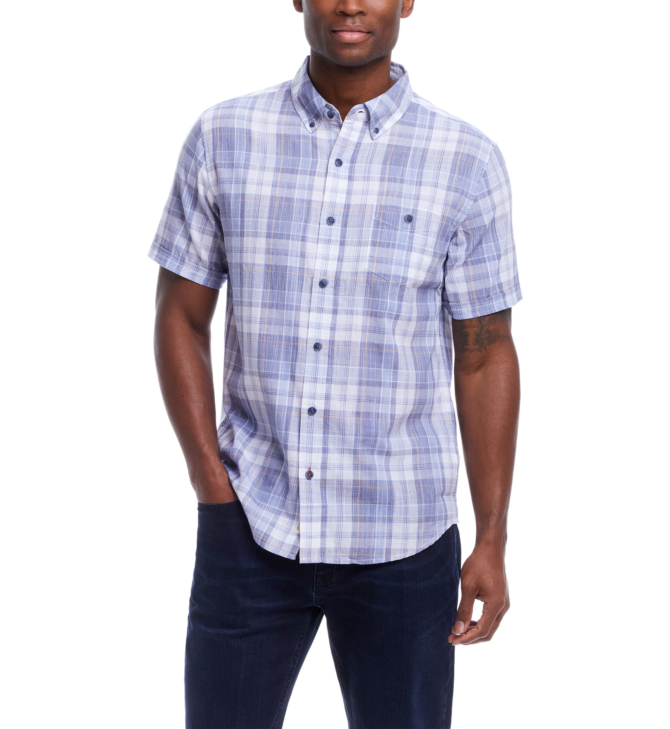 Short Sleeve End-On-End Plaid Shirt