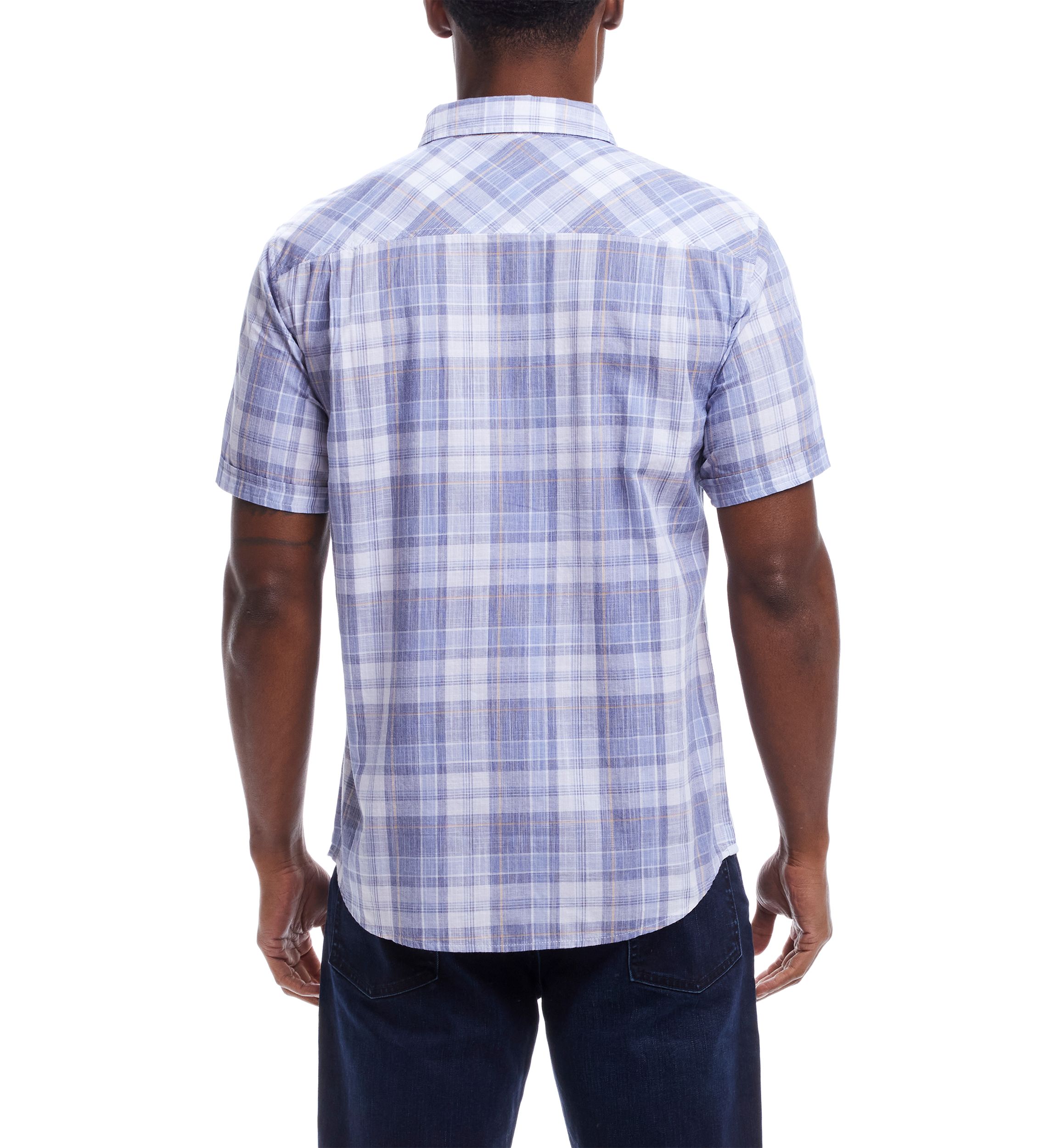 Short Sleeve End-On-End Plaid Shirt