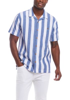 Weatherproof Vintage Men's Striped Cotton Seersucker Button Down Shirt, Small