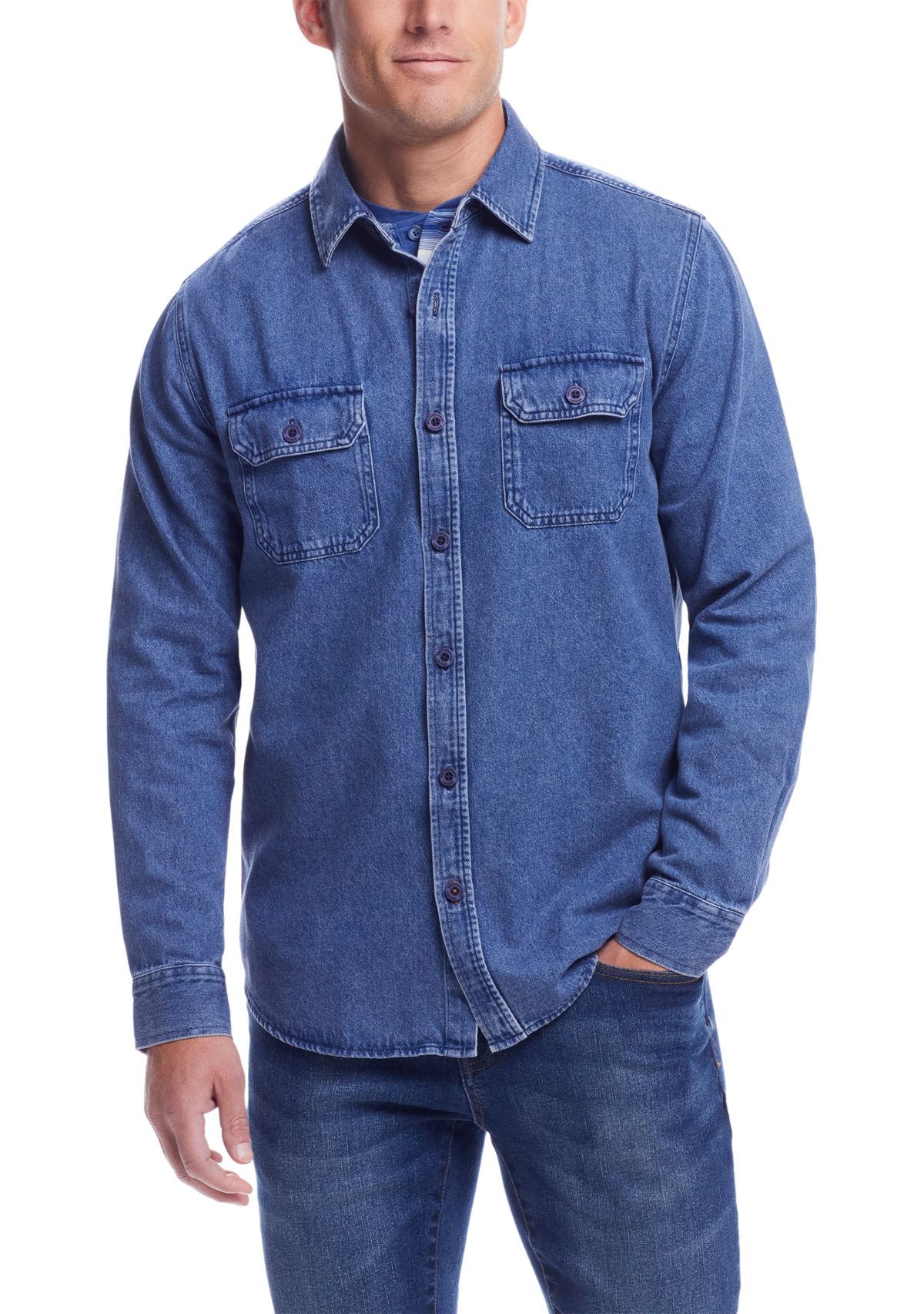 Mens Long Sleeve Denim Shirt Jacket