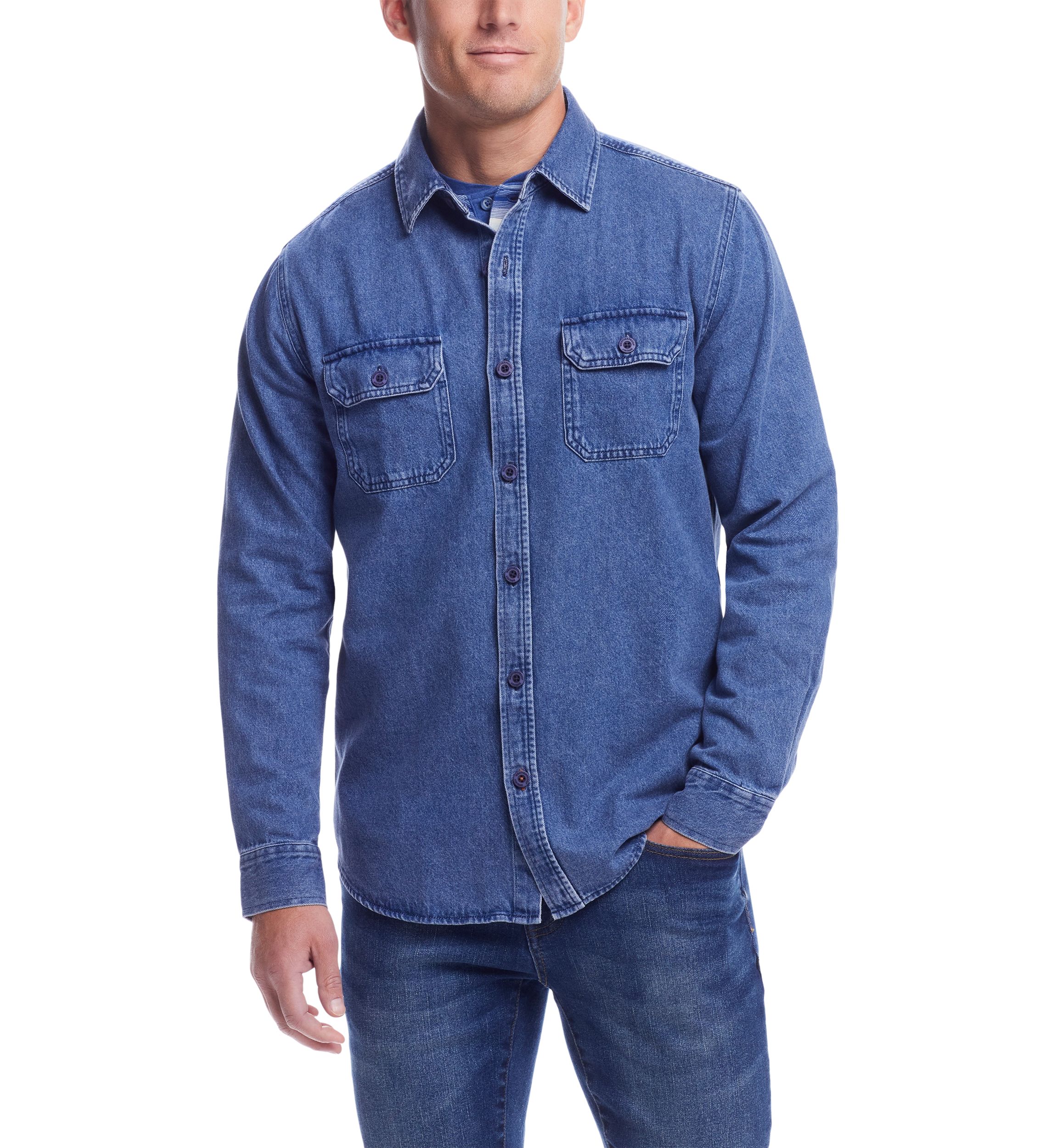 Mens Long Sleeve Denim Shirt Jacket