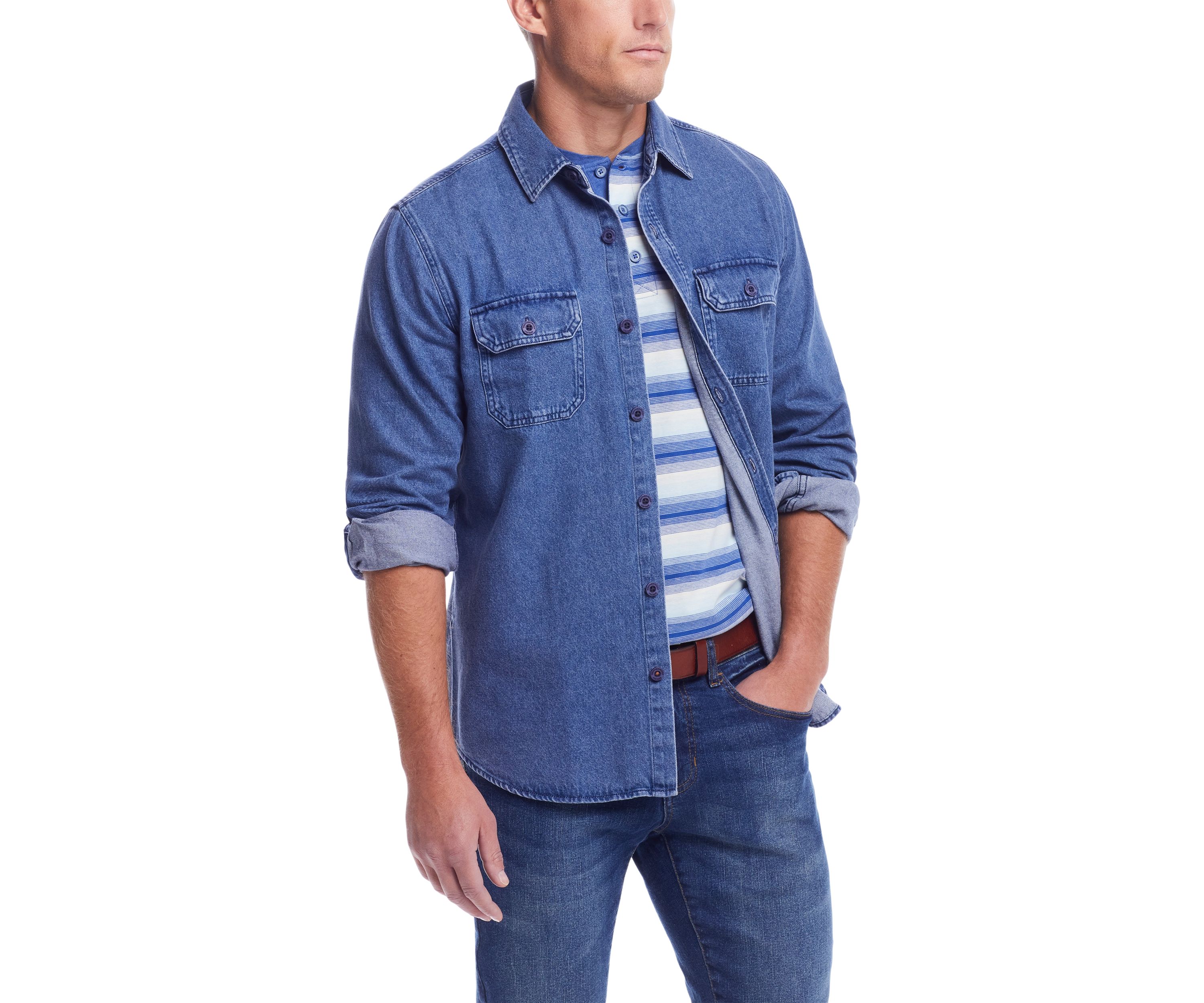 Mens Long Sleeve Denim Shirt Jacket