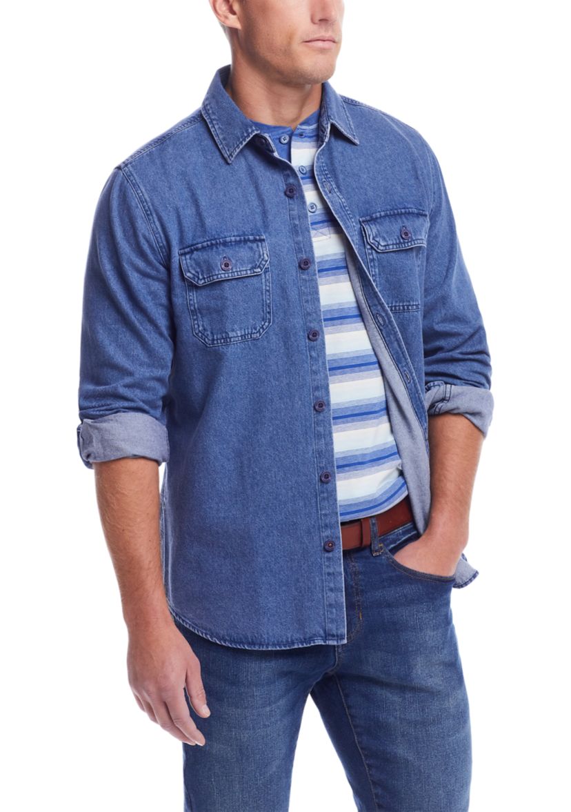 Mens Long Sleeve Denim Shirt Jacket