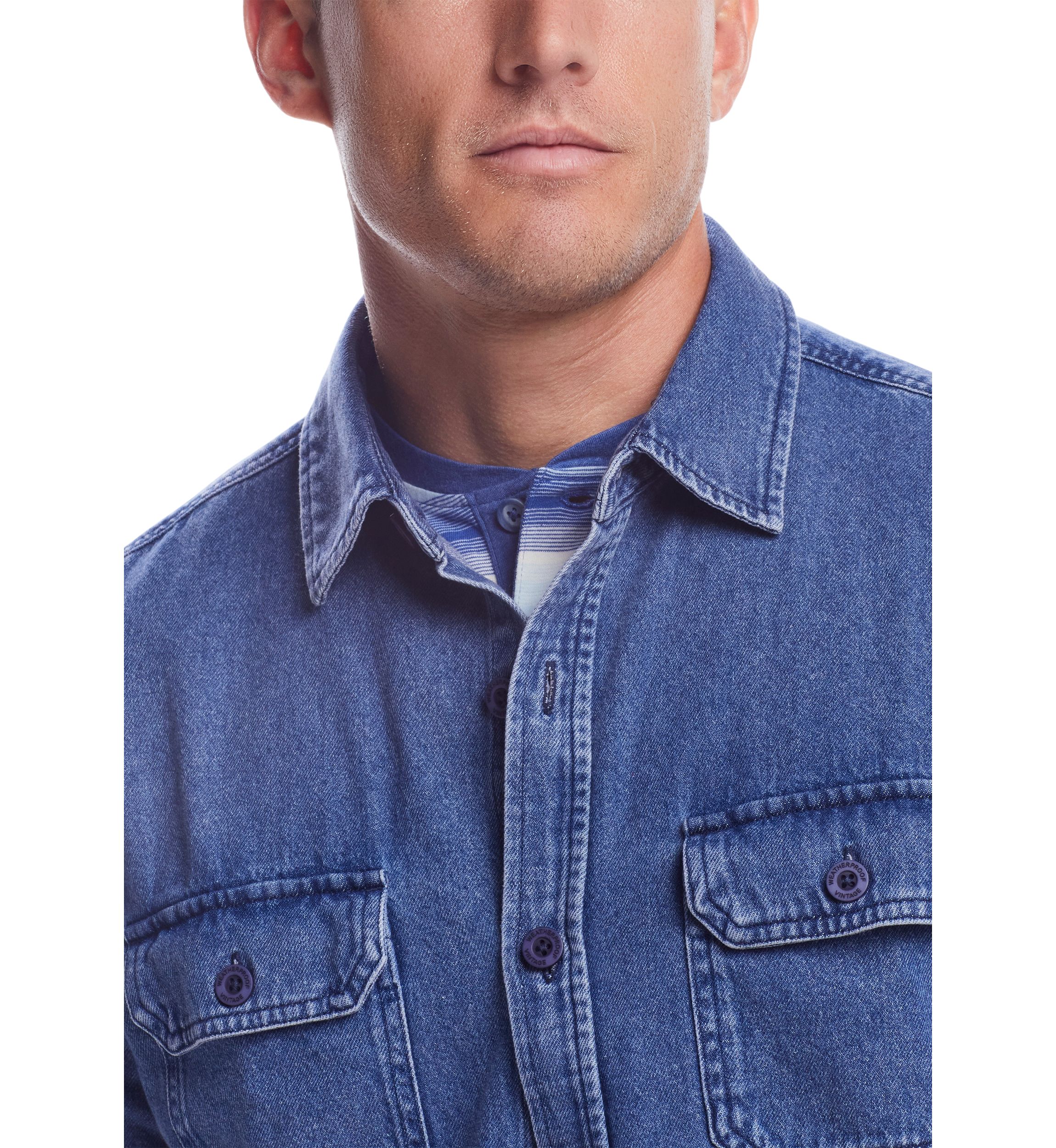 Mens Long Sleeve Denim Shirt Jacket
