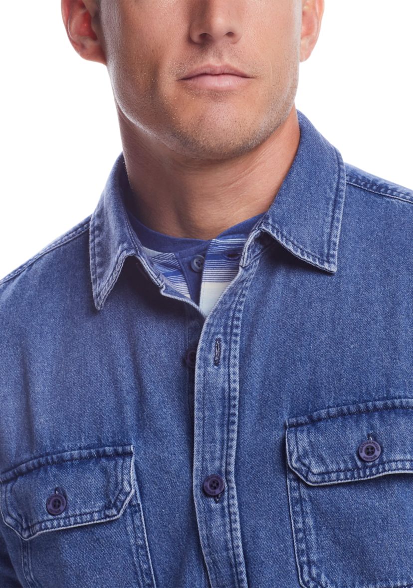 Mens Long Sleeve Denim Shirt Jacket