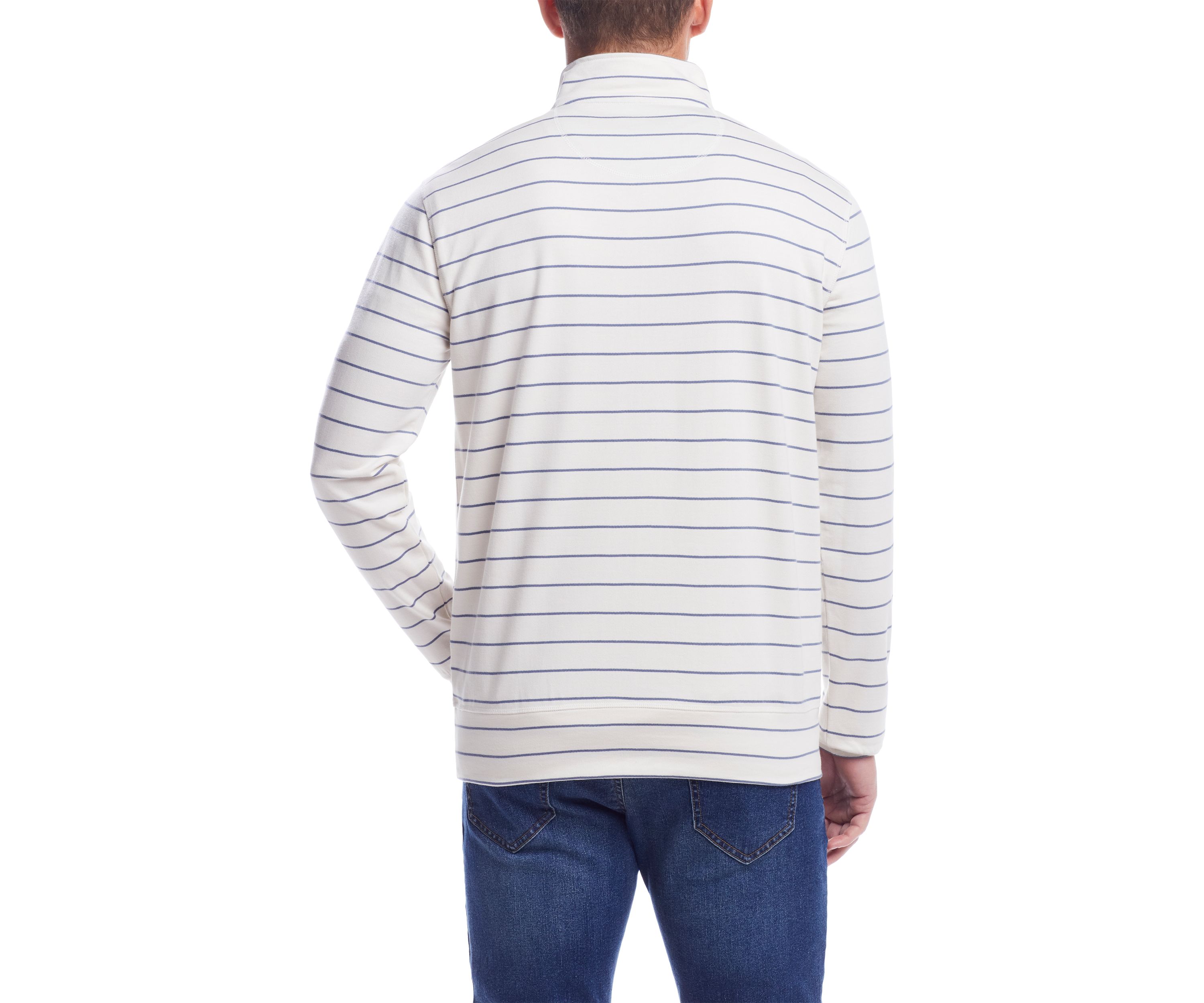 Mens Long Sleeve Striped 1/4 Zip Pullover