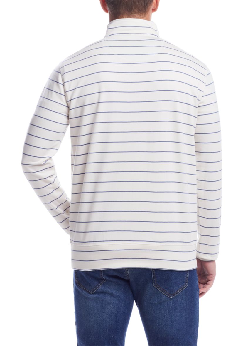 Mens Long Sleeve Striped 1/4 Zip Pullover