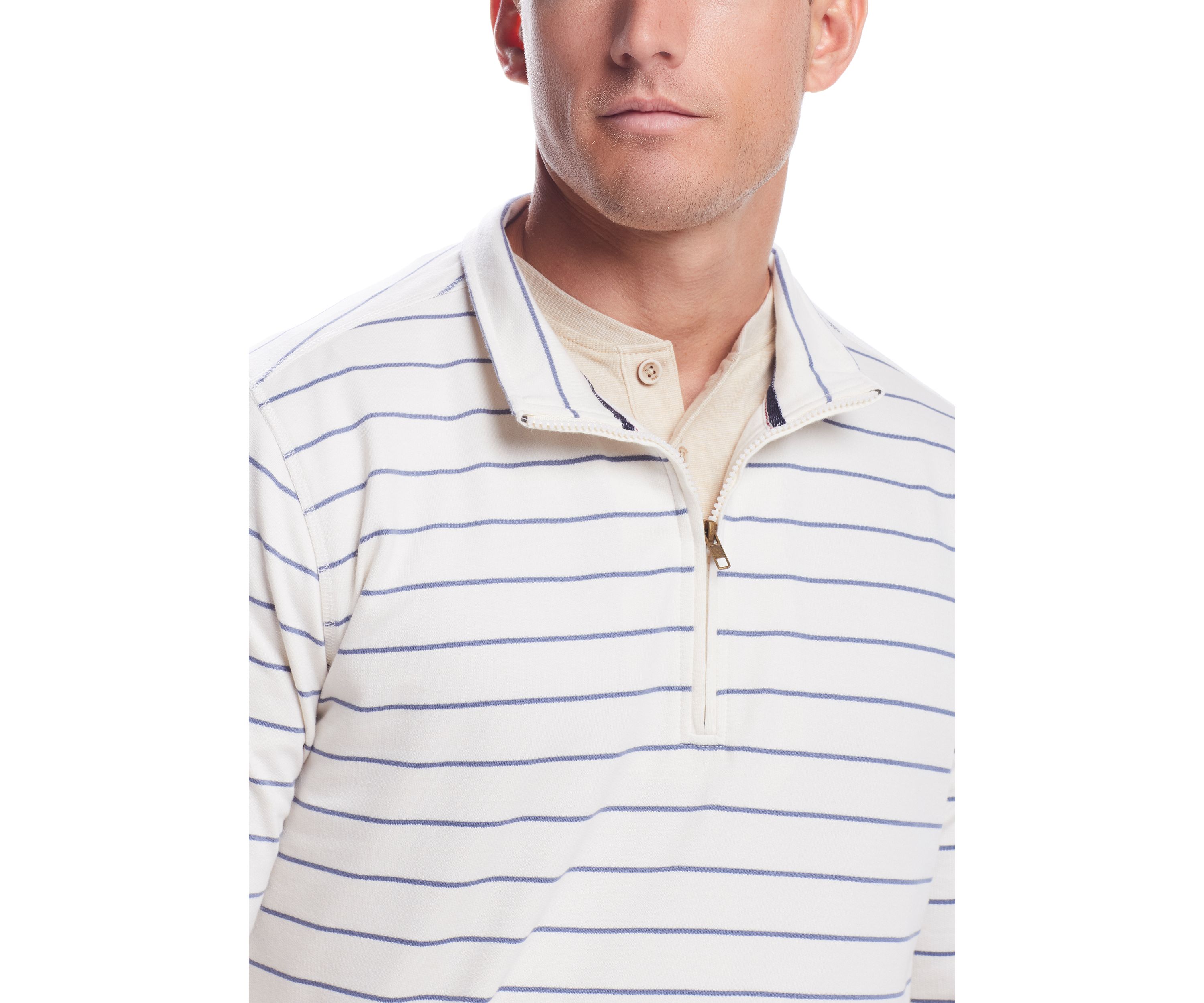 Mens Long Sleeve Striped 1/4 Zip Pullover