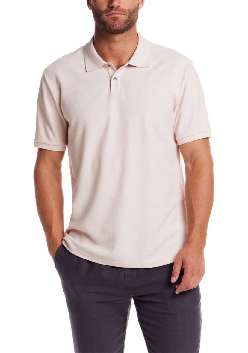 Mens Short Sleeve Structural Pique Polo Shirt 