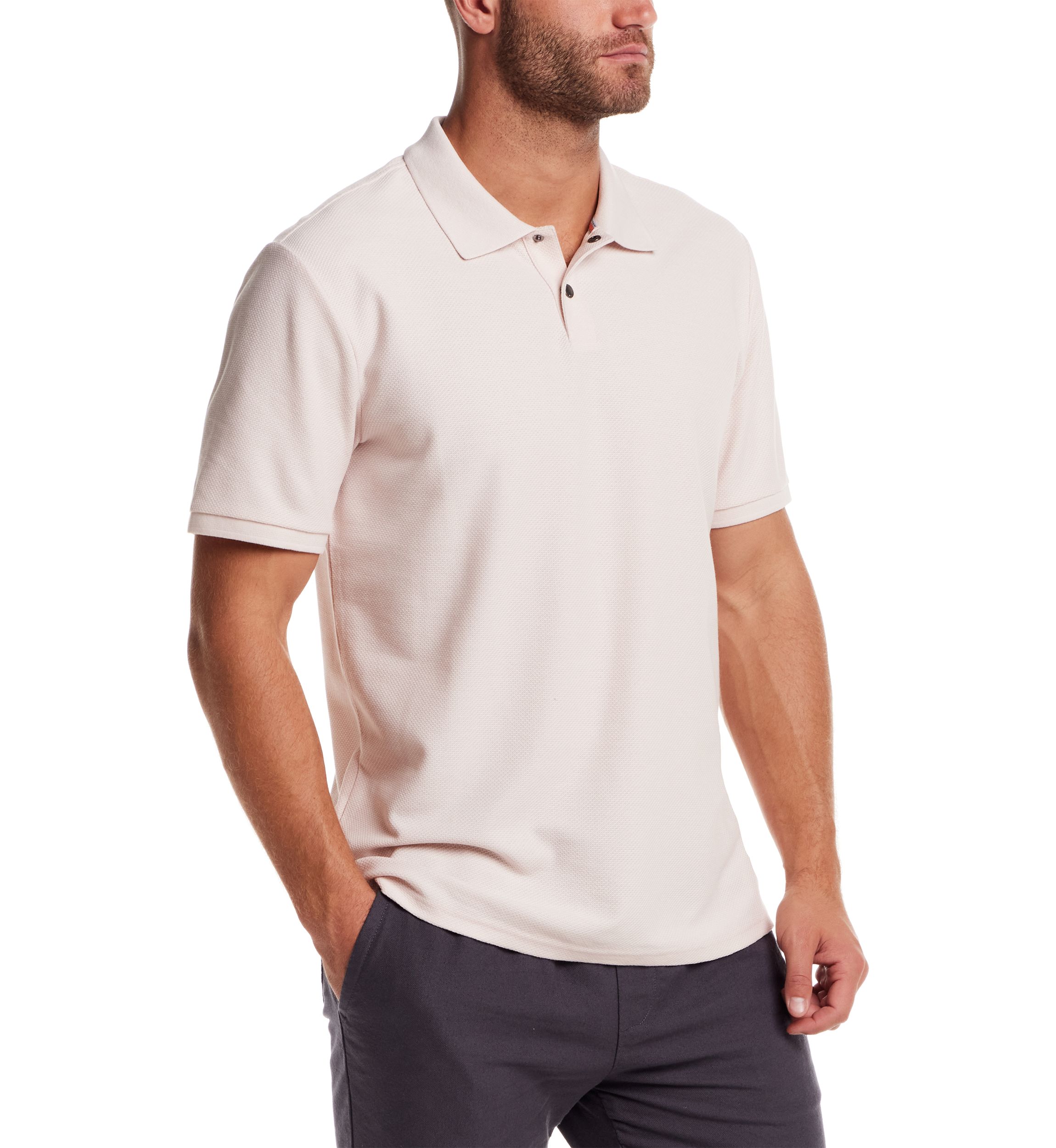 Mens Short Sleeve Structural Pique Polo Shirt 